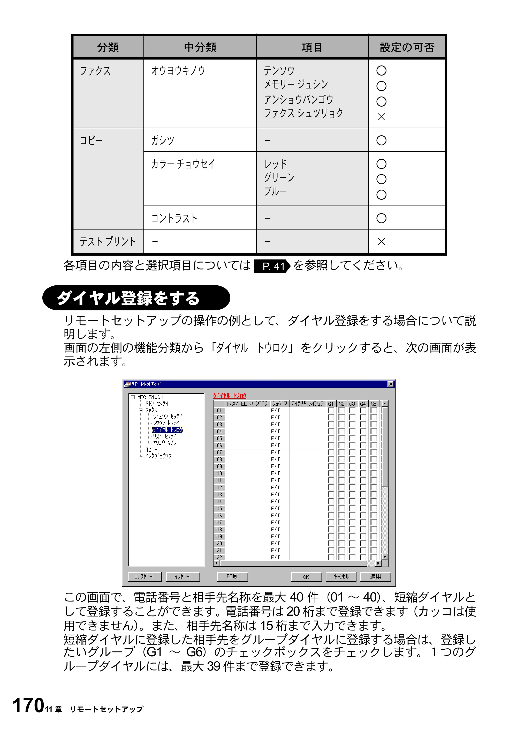 ブラザー MFC-5100J 取扱説明書（本体） — ダイヤル登録をする — 原本ページ — 184ページ