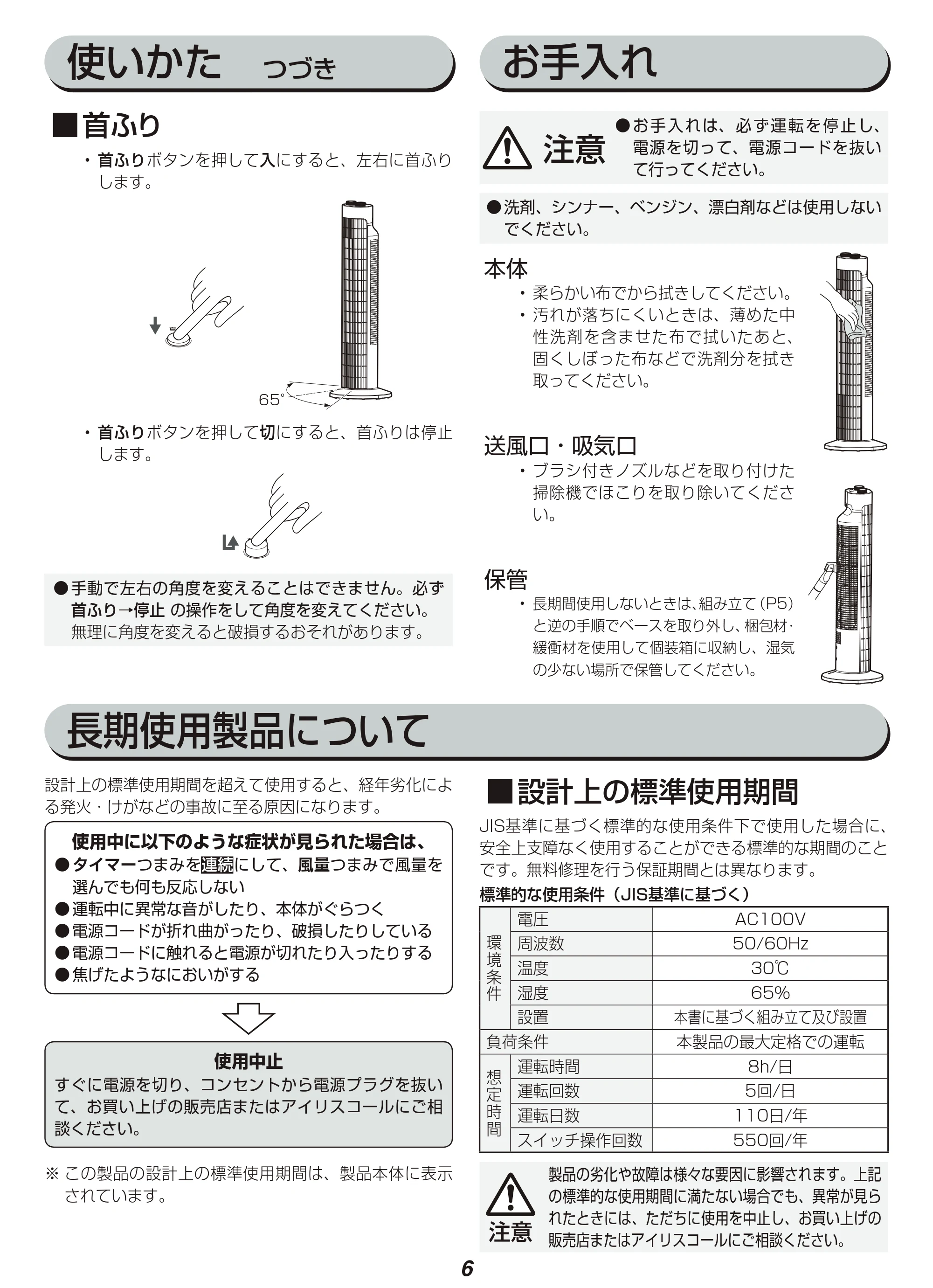 アイリスオーヤマ TWF-M73 取扱説明書 — 原本ページ — 6ページ