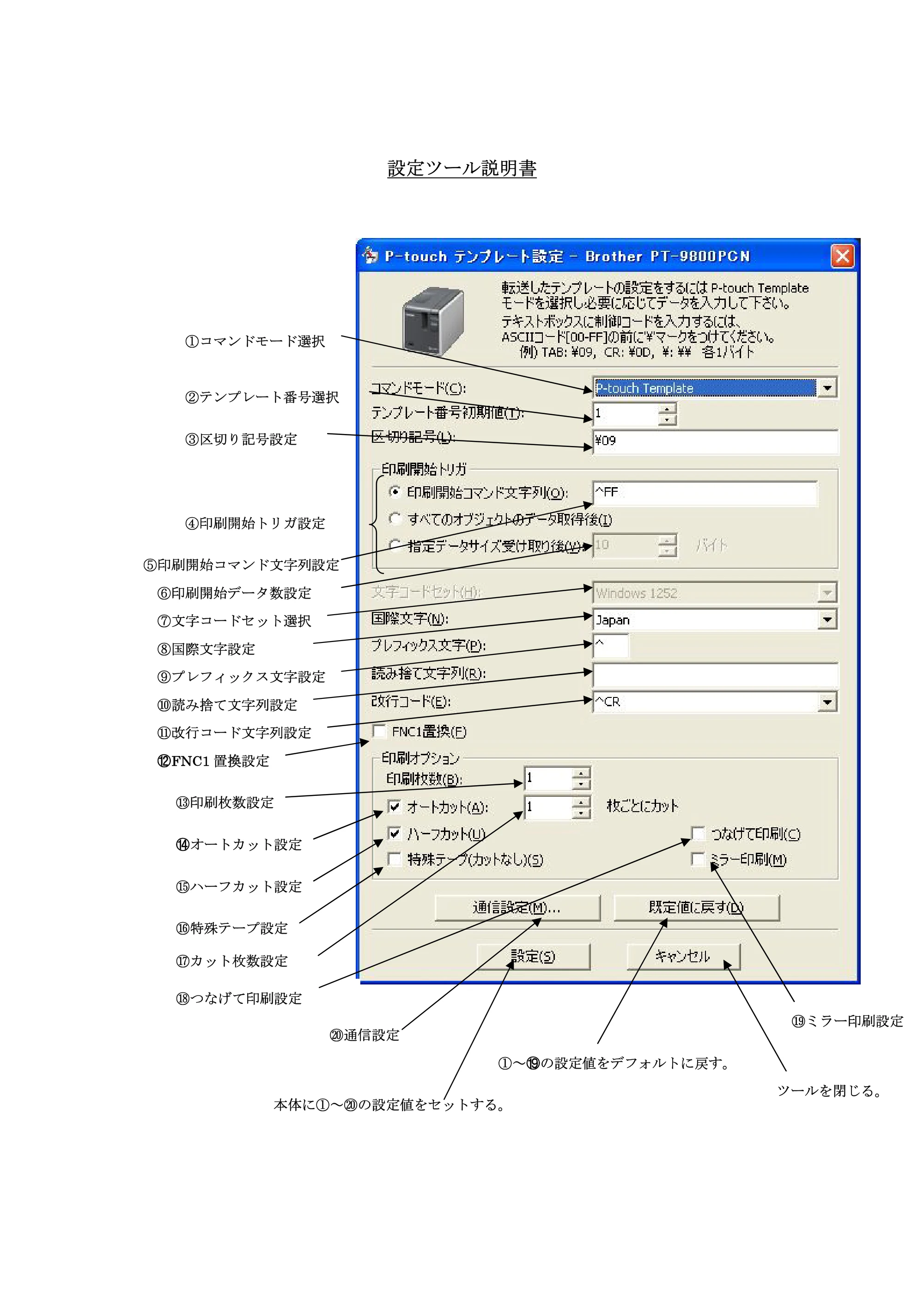 ブラザー PT-9700PC / PT-9800PCN P-touch テンプレートマニュアル / コマンドリファレンス — 原本ページ — 6ページ
