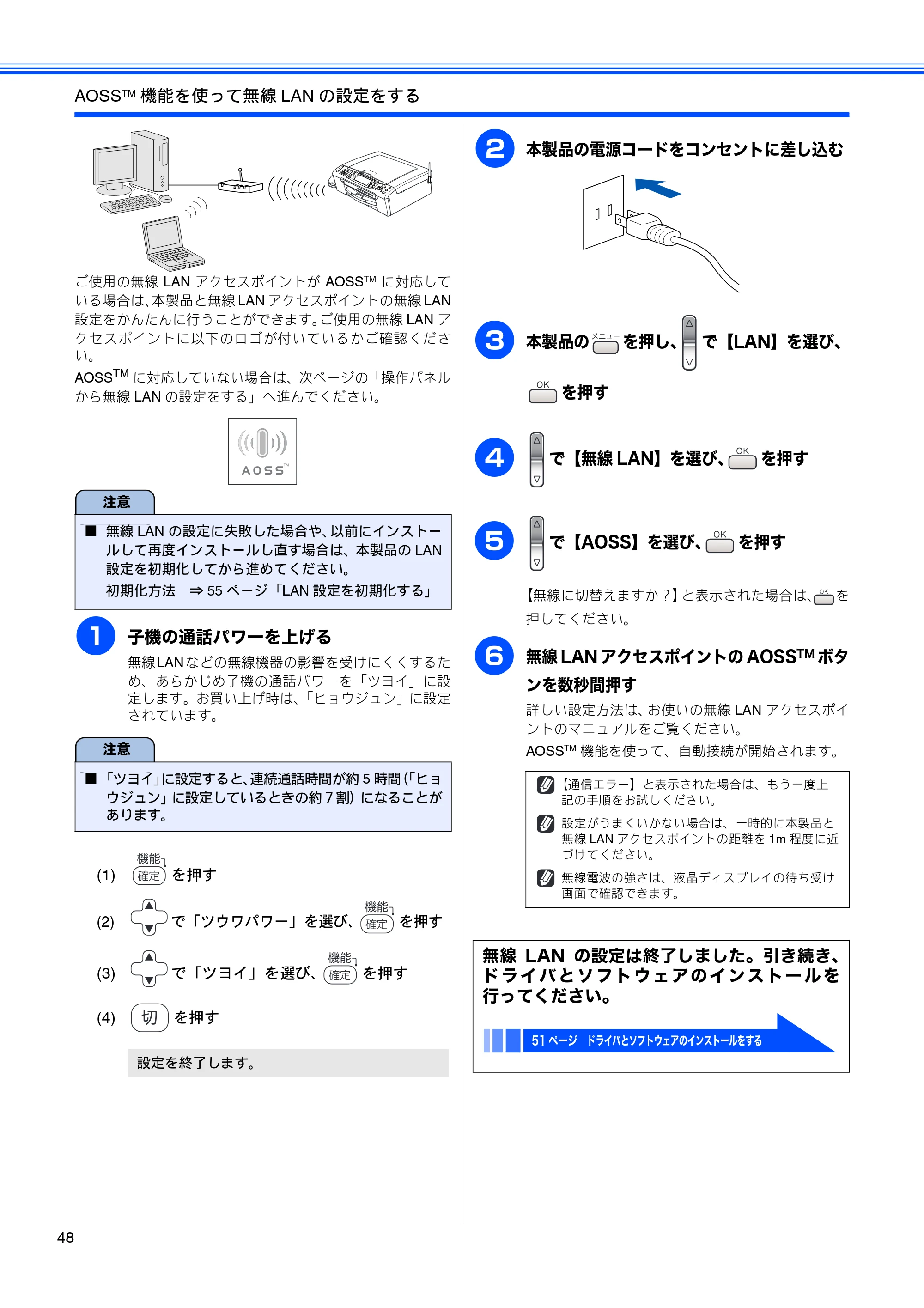 ブラザー MFC-650CD / MFC-650CDW / MFC-870CDN / MFC-870CDWN / MFC-880CDN / MFC-880CDWN かんたん設置ガイド — 原本ページ — 50ページ