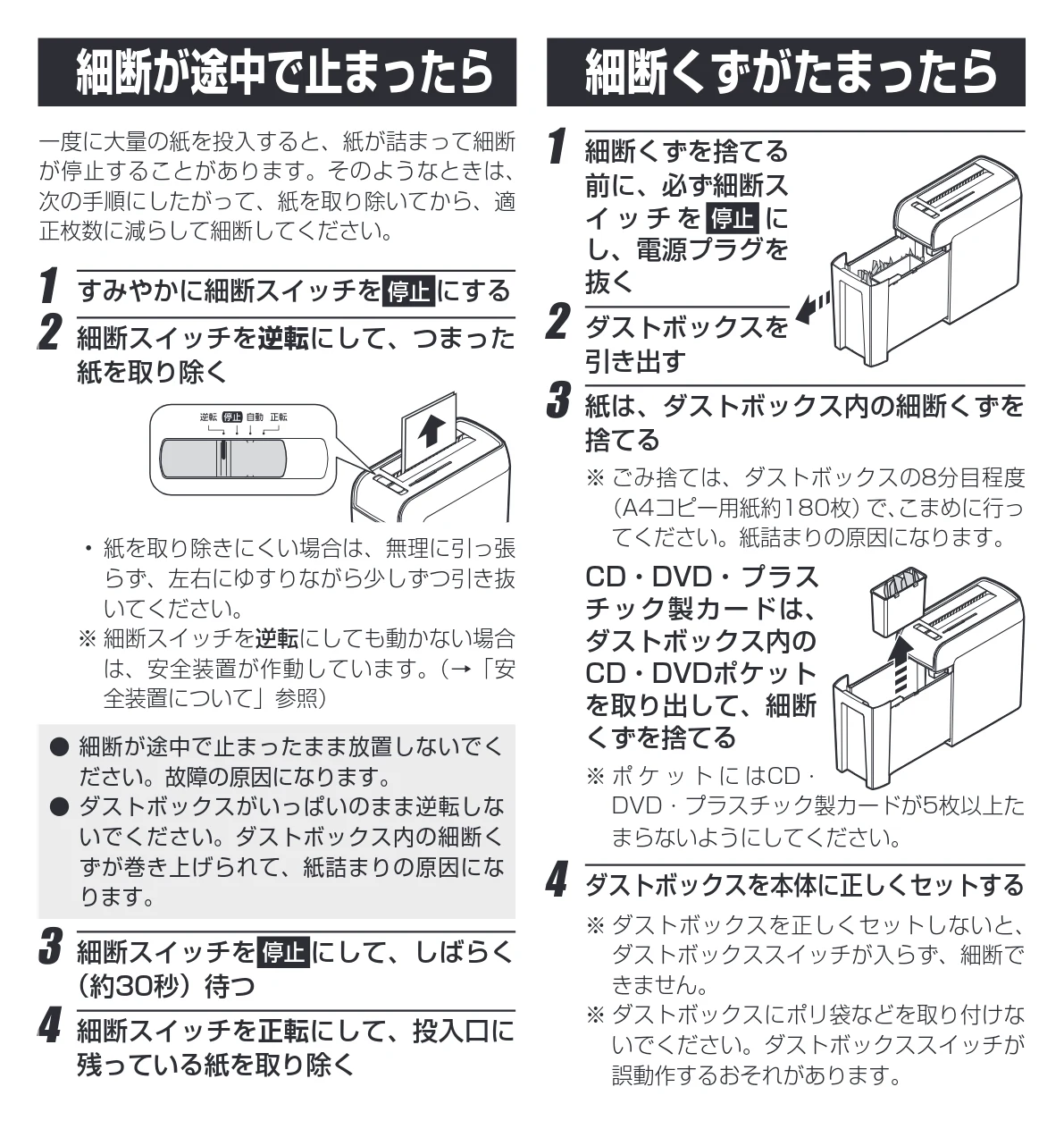 アイリスオーヤマ KP6HCSN 取扱説明書 — 細断が途中で止まったら 細断くずがたまったら — 図版 8-1 — 8ページ