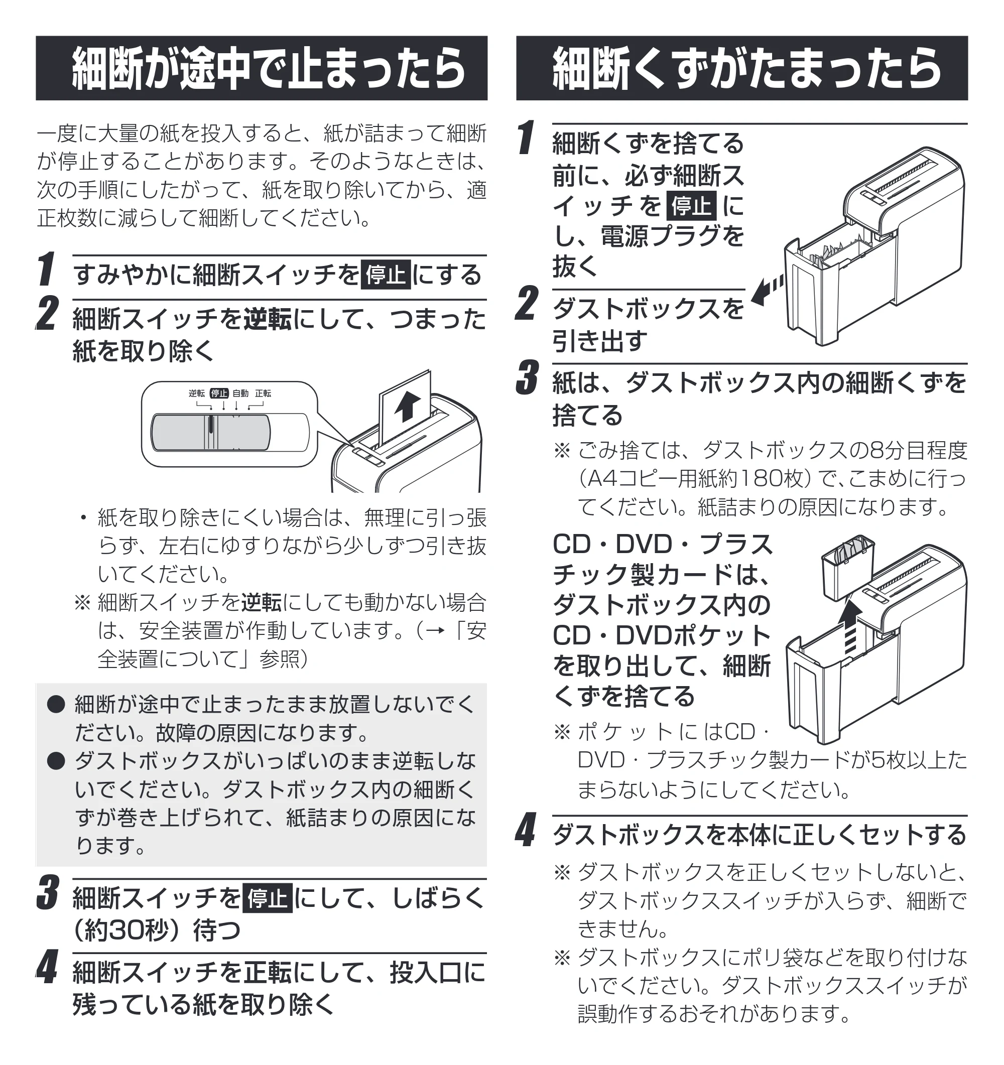 アイリスオーヤマ KP6HCSN 取扱説明書 — 細断が途中で止まったら 細断くずがたまったら — 原本ページ — 8ページ