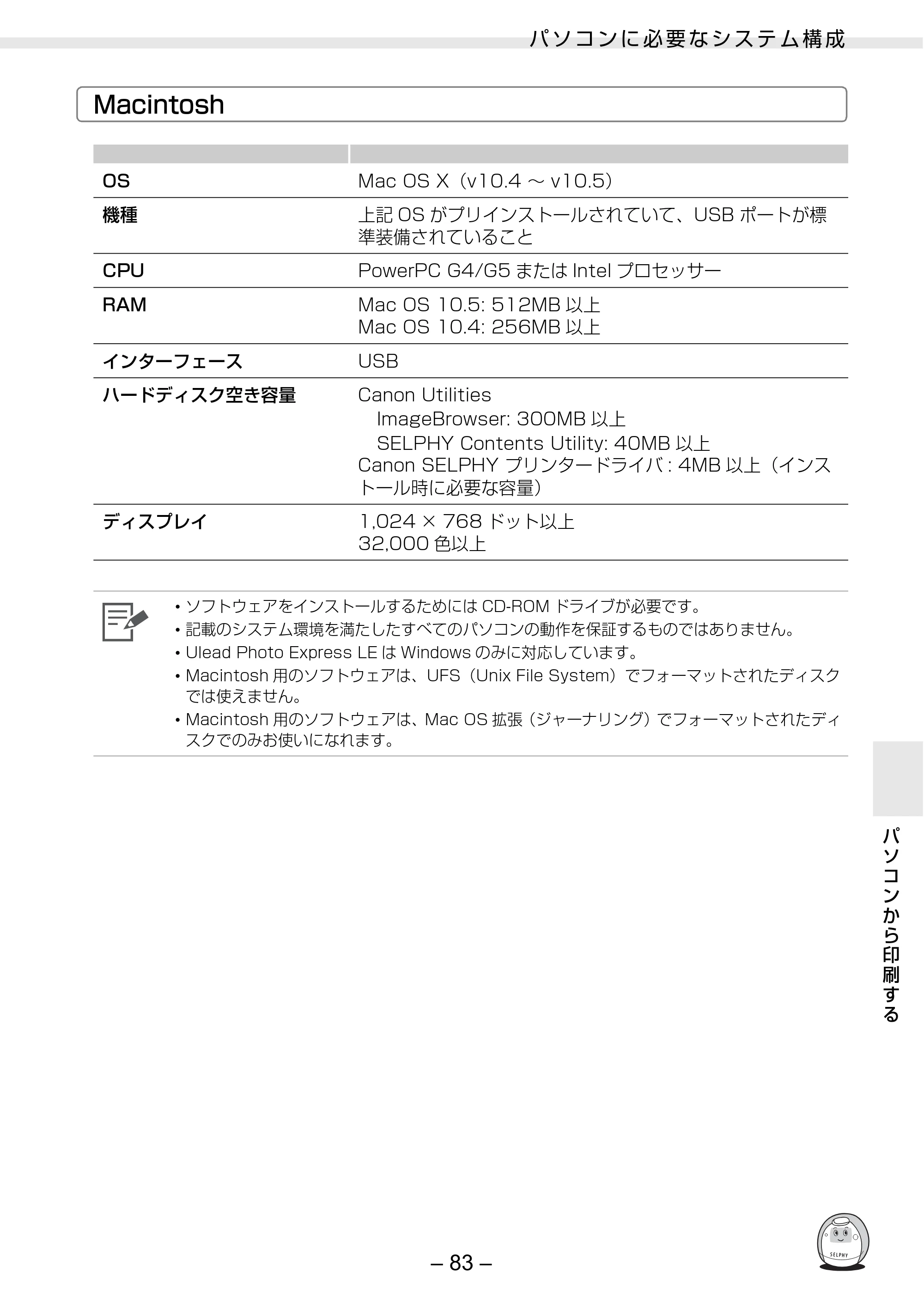 キヤノン SELPHY ES3 プリンターユーザーガイド (PDF形式/5.61Mバイト) — 原本ページ — 83ページ