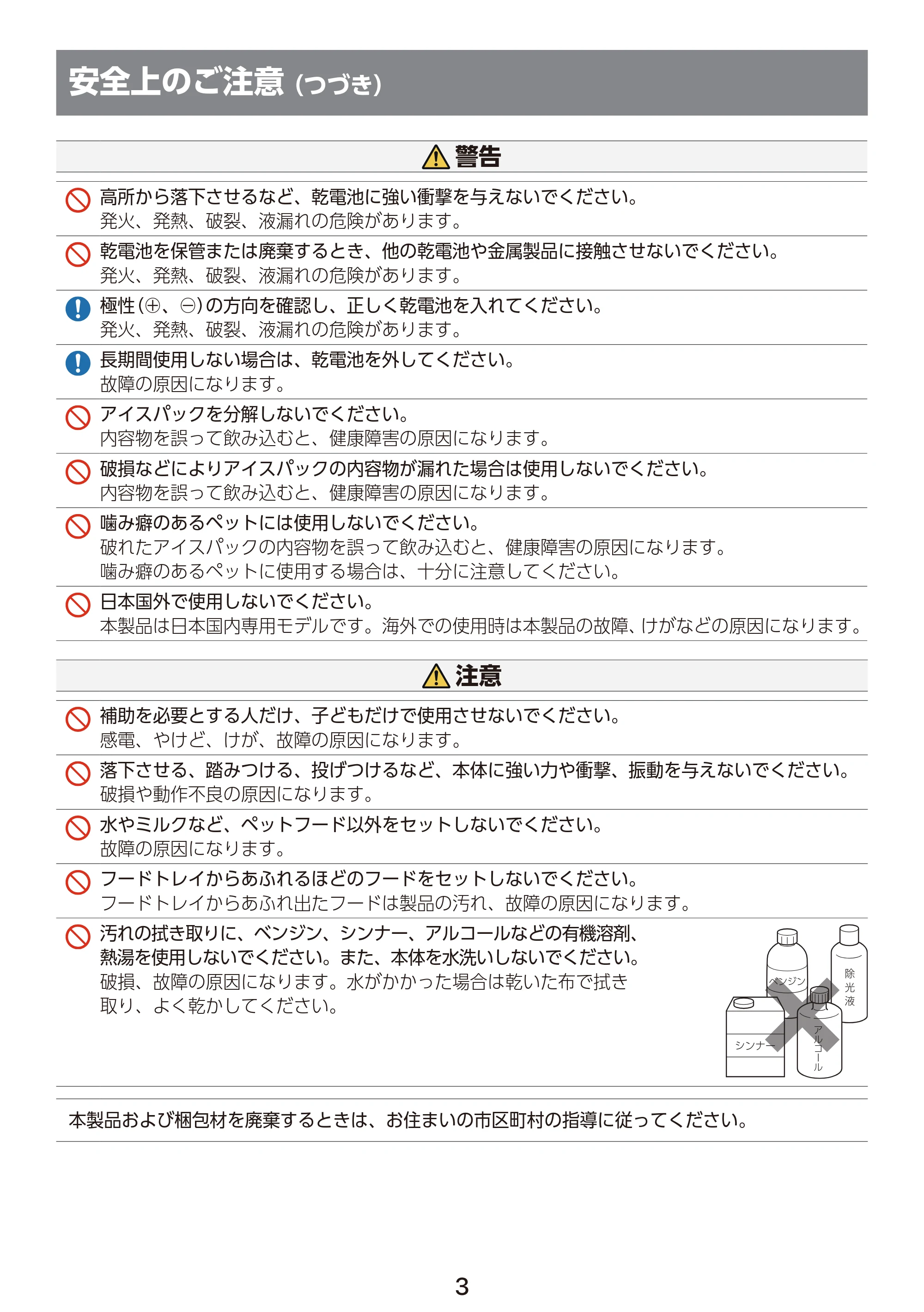 エレコム PET-AF06WH 取扱説明書 — 安全上のご注意 (つづき) — 原本ページ — 4ページ