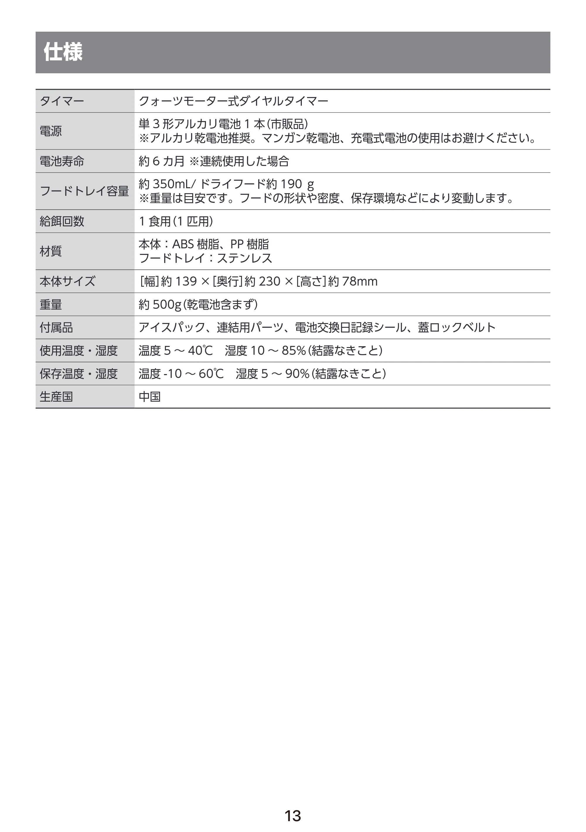 エレコム PET-AF06WH 取扱説明書 — 仕様 — 原本ページ — 14ページ