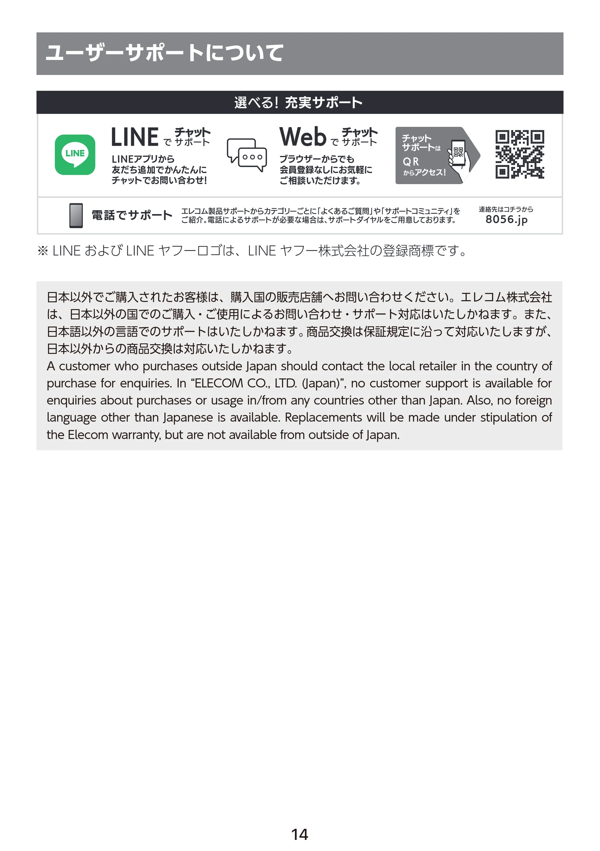 エレコム PET-AF06WH 取扱説明書 — ユーザーサポートについて — 原本ページ — 15ページ
