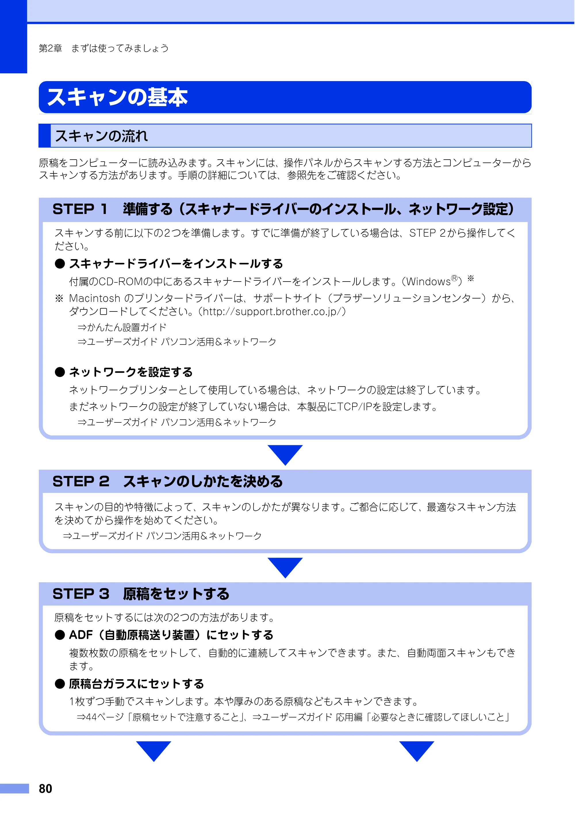 ブラザー MFC-L8650CDW / MFC-L9550CDW ユーザーズガイド ～基本編～ — スキャンの基本 — 原本ページ — 80ページ