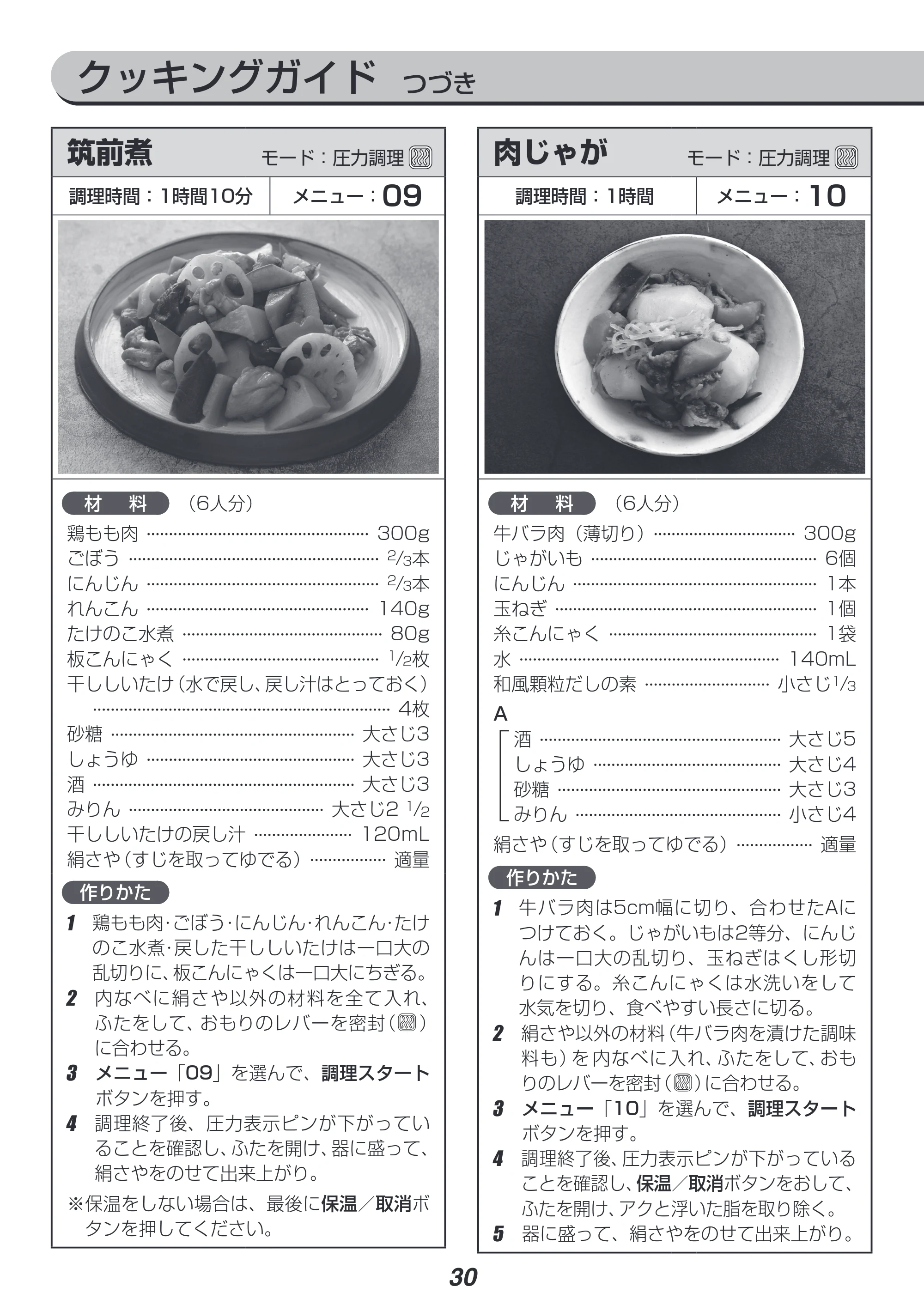 アイリスオーヤマ PC-EMA6 取扱説明書 — クッキングガイド つづき — 原本ページ — 30ページ