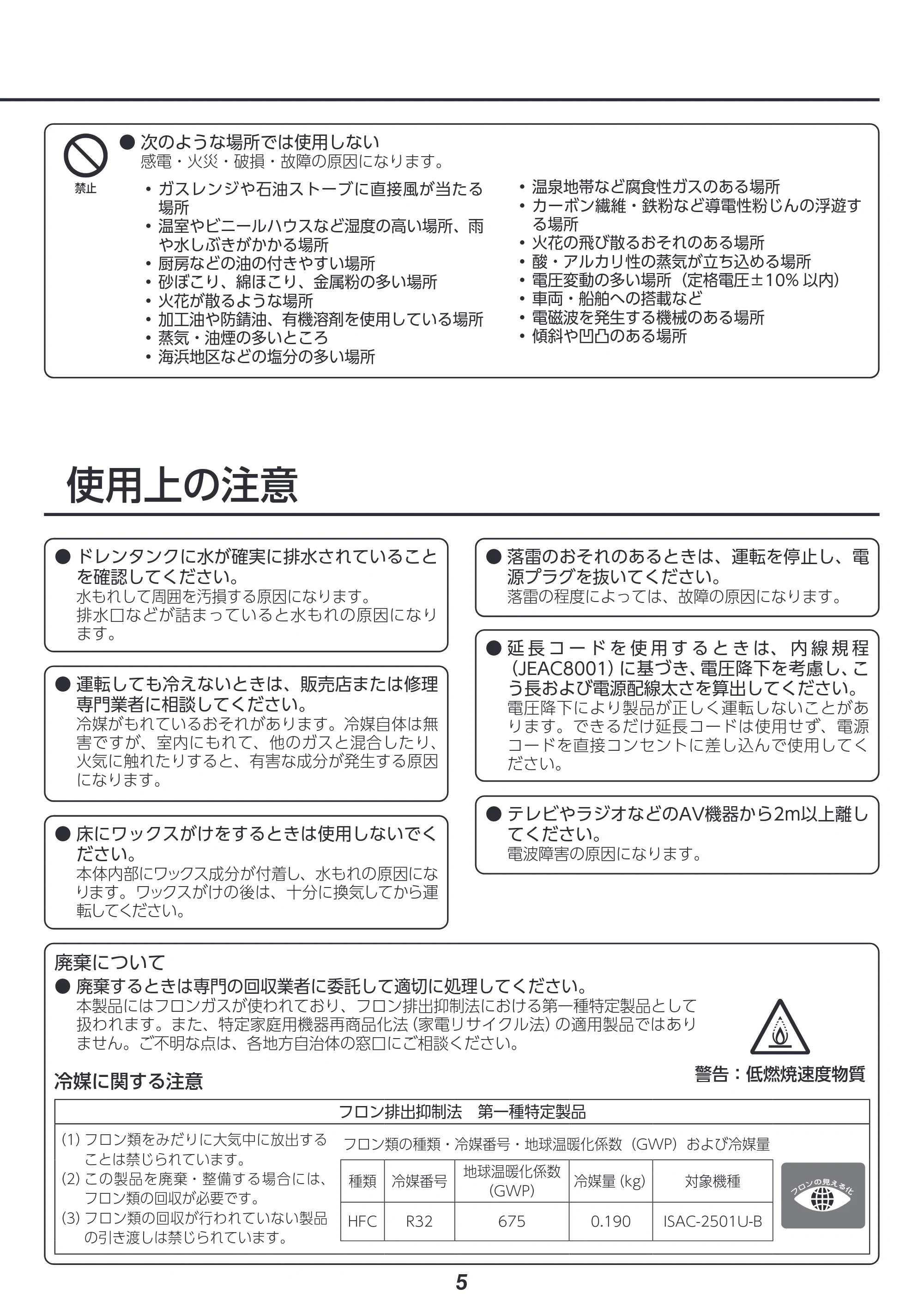 アイリスオーヤマ ISAC-2501U 取扱説明書 — 原本ページ — 5ページ