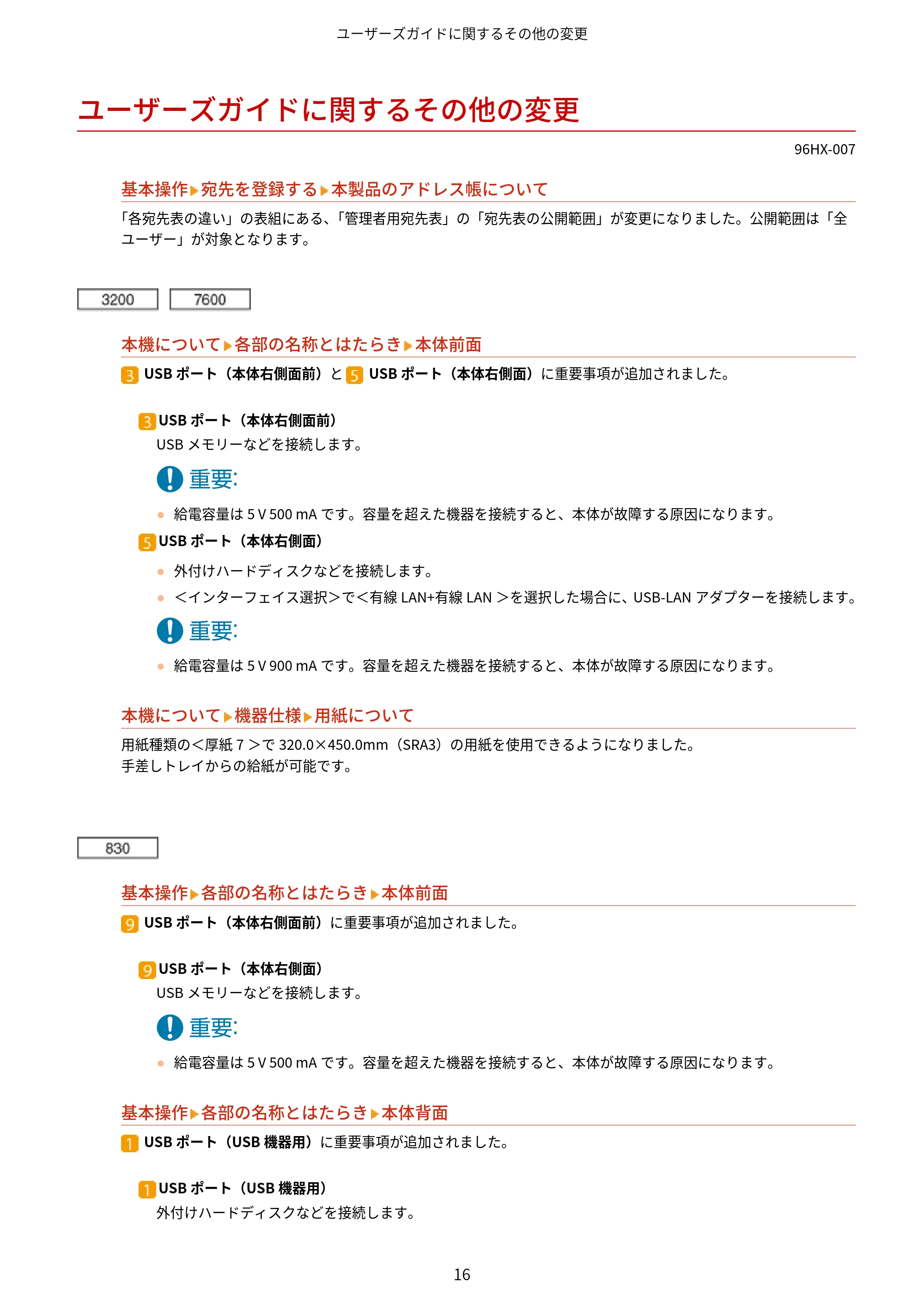 キヤノン MF7525F / MF7625F / MF832Cdw ユーザーズガイド （V3.11以降の機能追加分） 2023年10月12日掲載（PDF：358KB） — ユーザーズガイドに関するその他の変更 — 原本ページ — 18ページ
