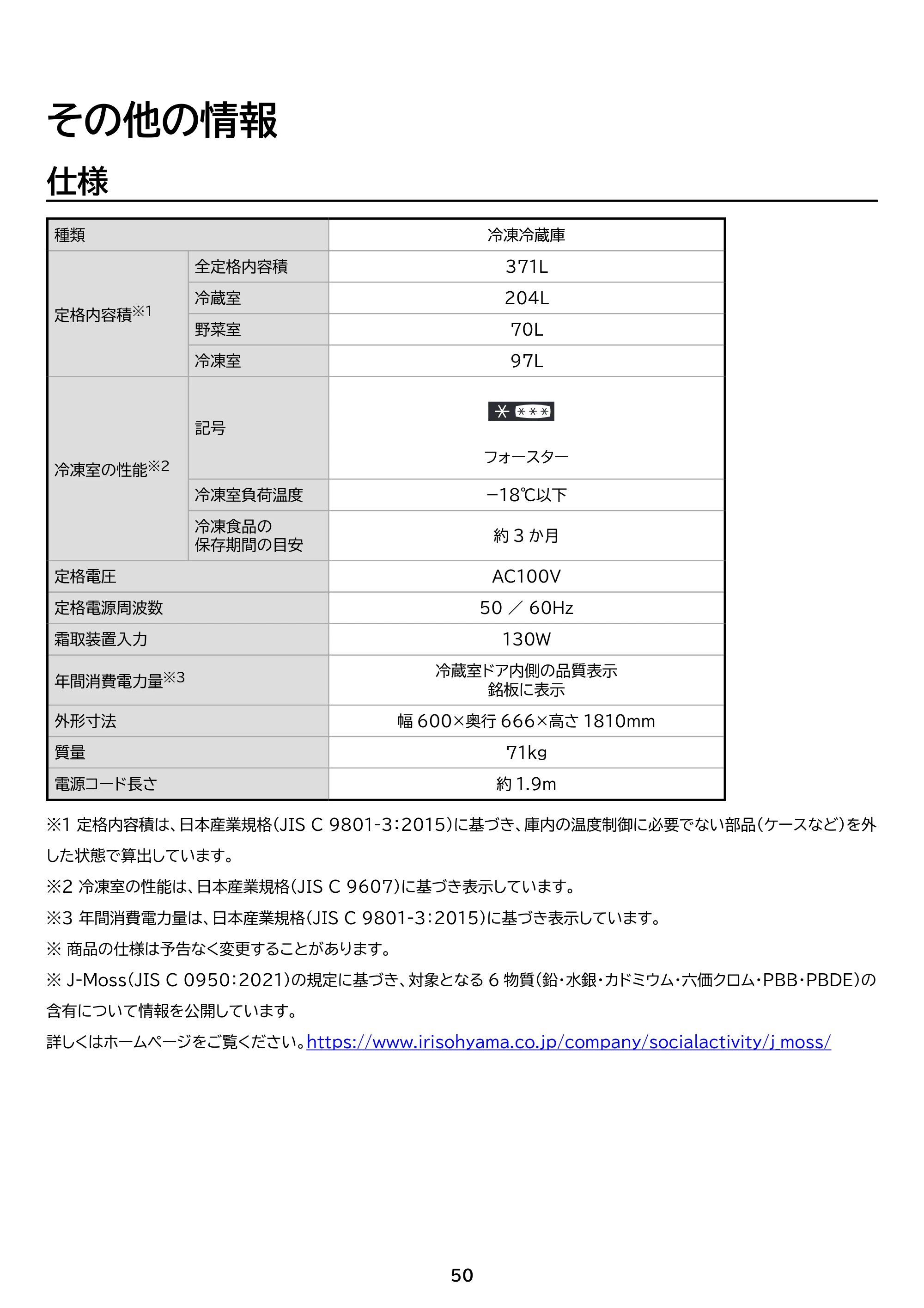 アイリスオーヤマ IRSN-37A 取扱説明書 — 原本ページ — 50ページ