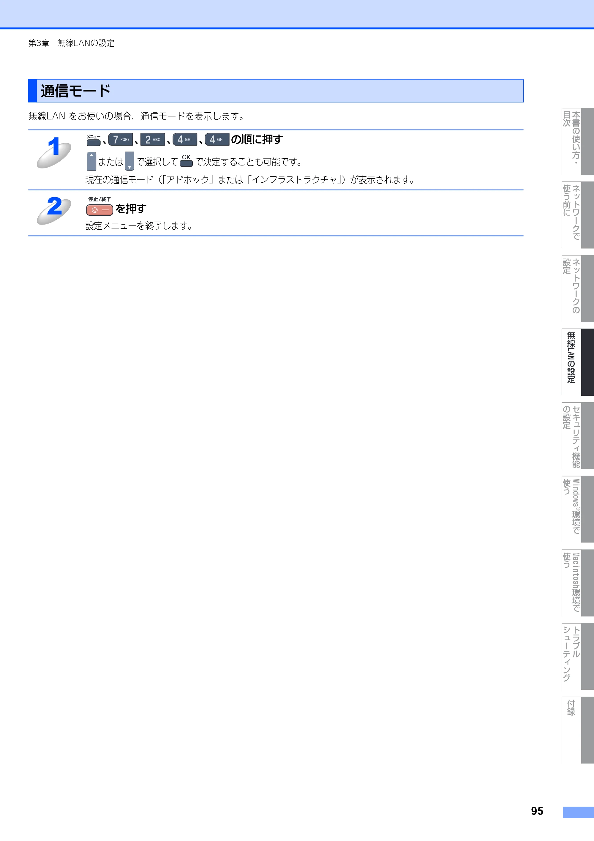 ブラザー MFC-9640CW / MFC-9840CDW ネットワーク取扱説明書 — 通信モード — 原本ページ — 96ページ