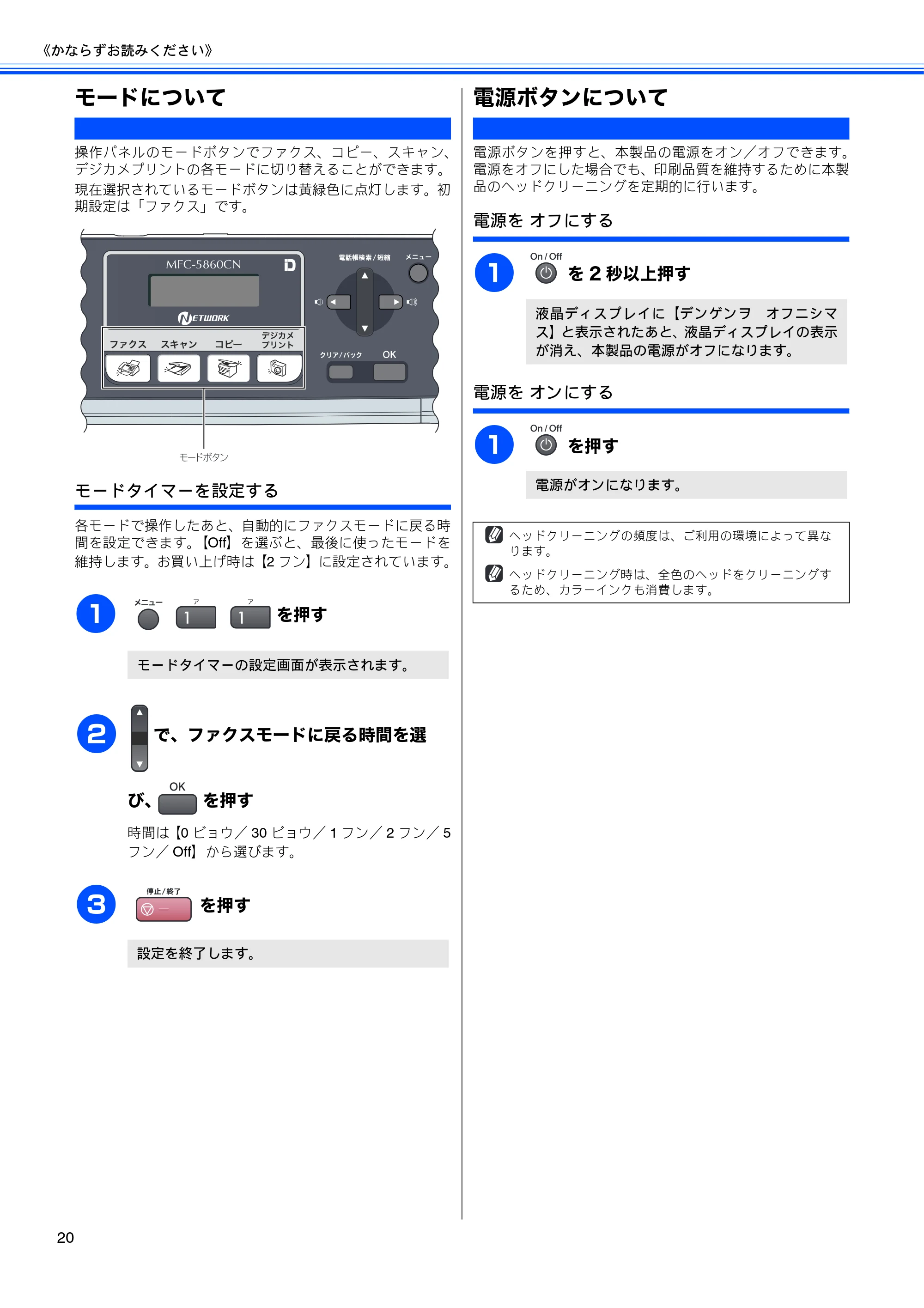ブラザー MFC-5860CN 取扱説明書（本体） — モードについて — 原本ページ — 22ページ