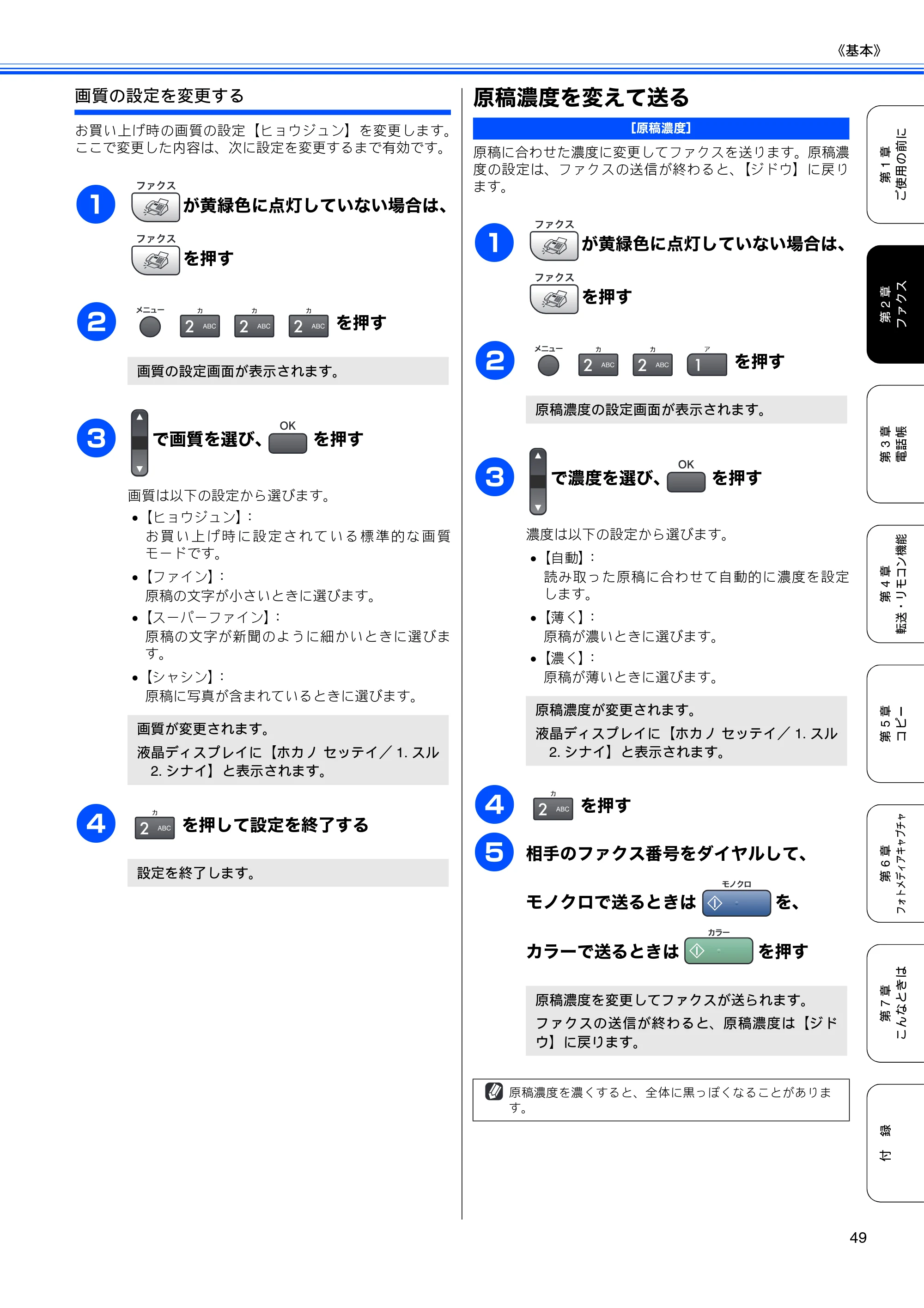 ブラザー MFC-5860CN 取扱説明書（本体） — 原稿濃度を変えて送る — 原本ページ — 51ページ