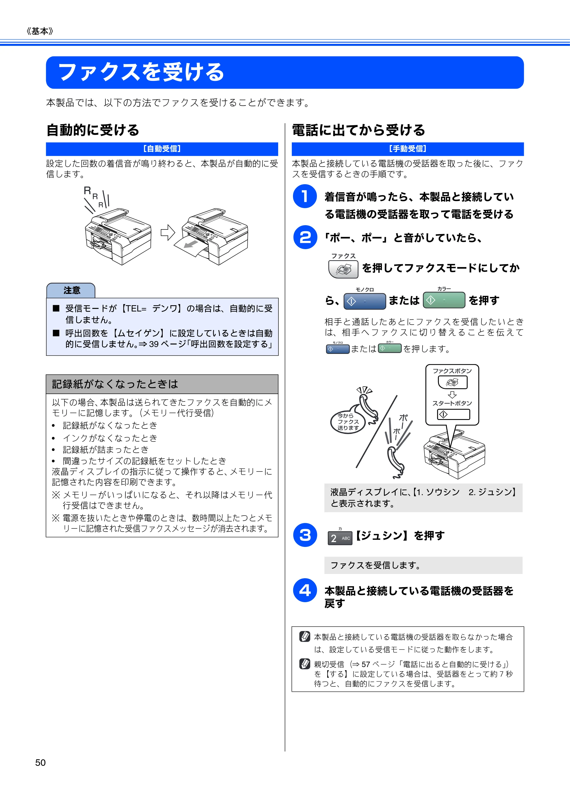 ブラザー MFC-5860CN 取扱説明書（本体） — ファクスを受ける — 原本ページ — 52ページ