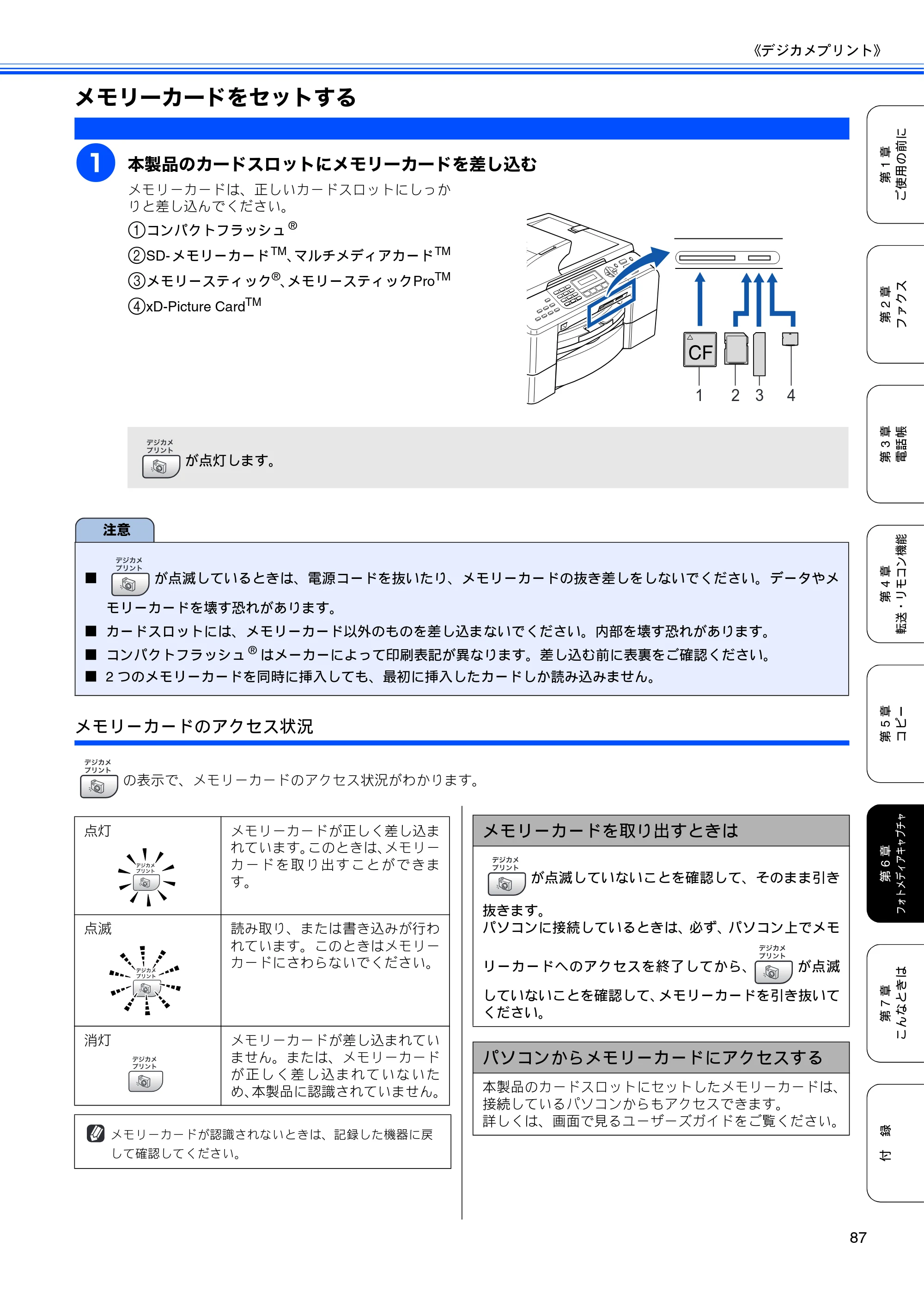 ブラザー MFC-5860CN 取扱説明書（本体） — メモリーカードをセットする — 原本ページ — 89ページ