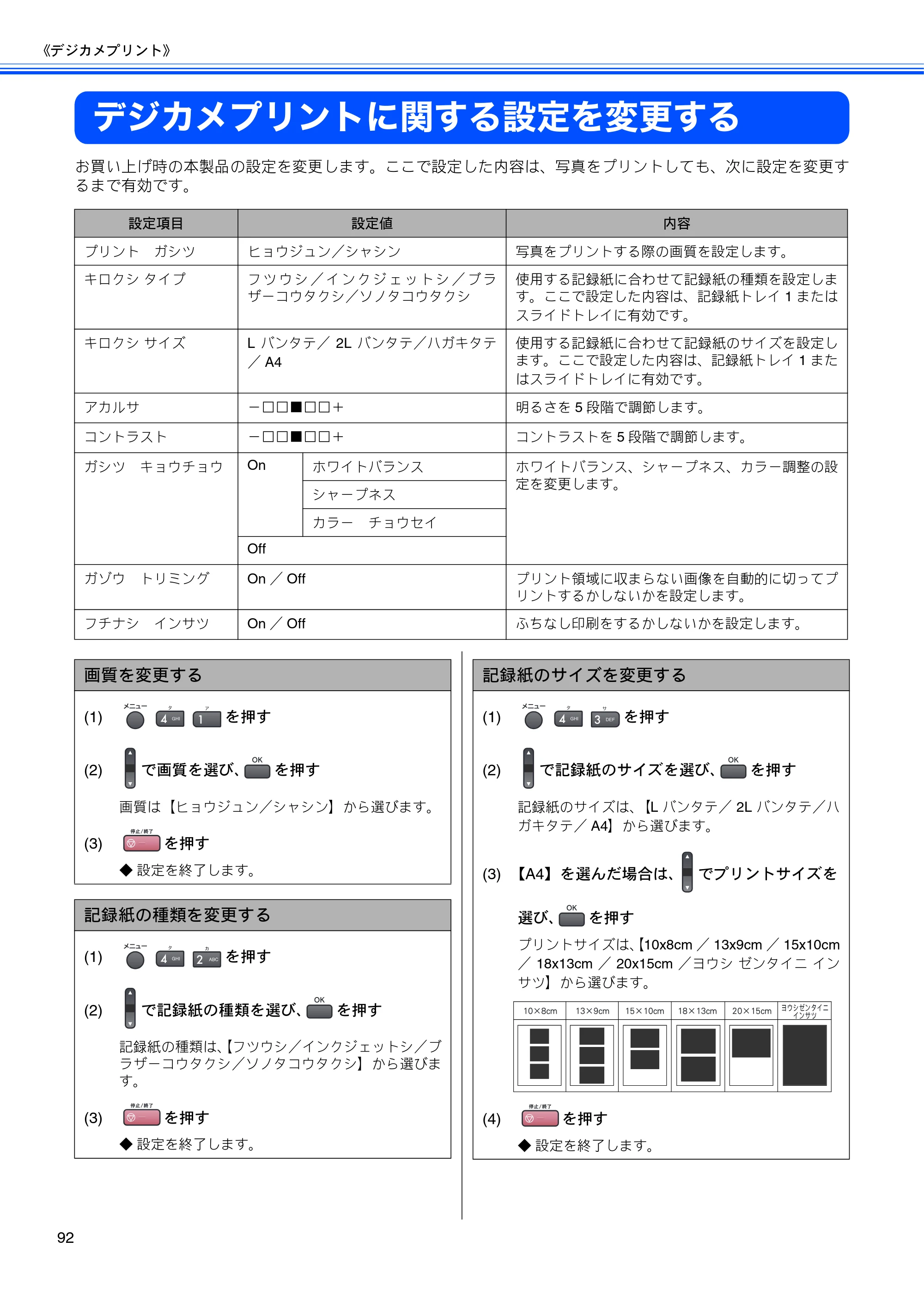 ブラザー MFC-5860CN 取扱説明書（本体） — デジカメプリントに関する設定を変更する — 原本ページ — 94ページ