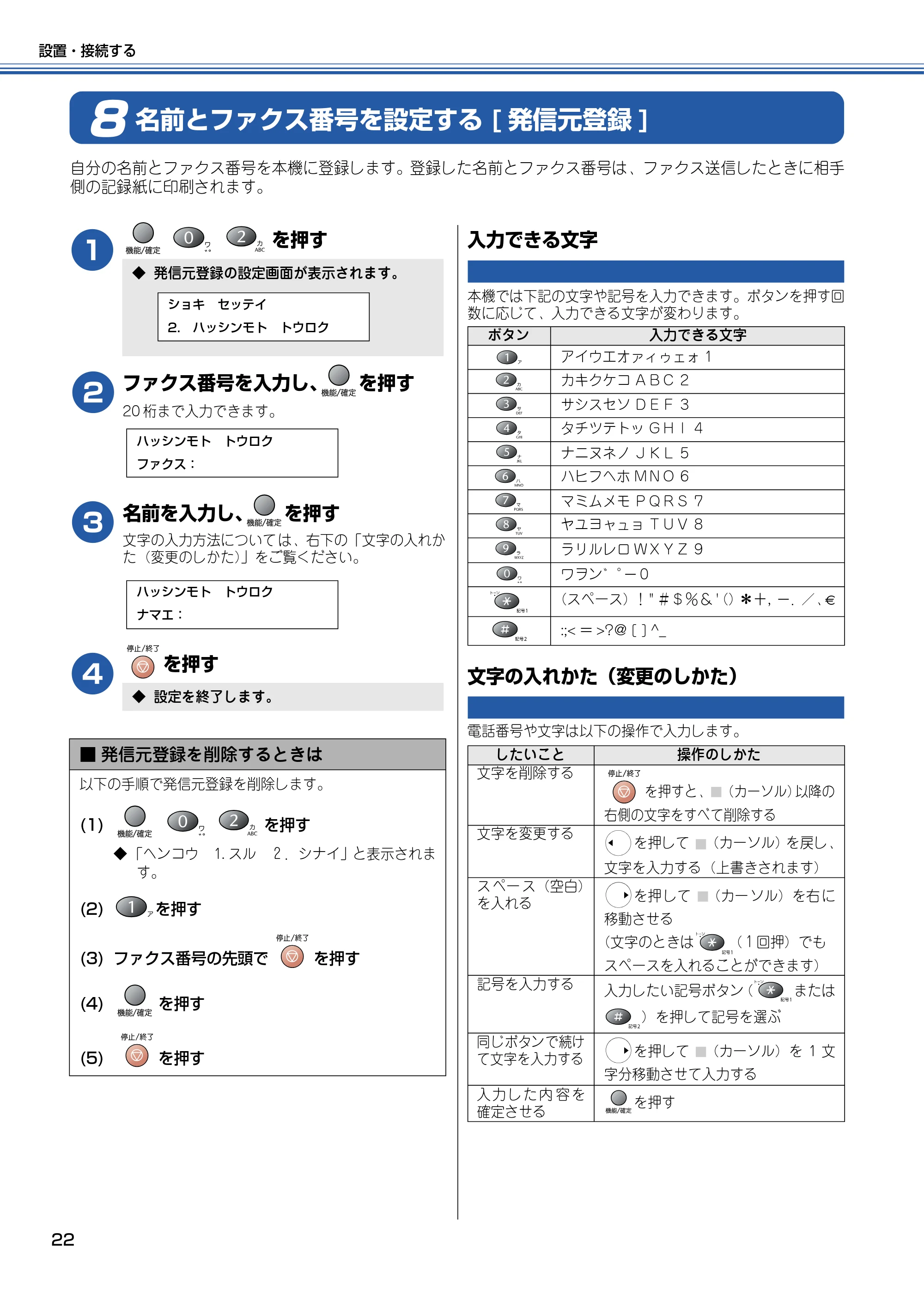 ブラザー MFC-410CN かんたん設置ガイド — 名前とファクス番号を設定する[発信元登録] — 原本ページ — 23ページ