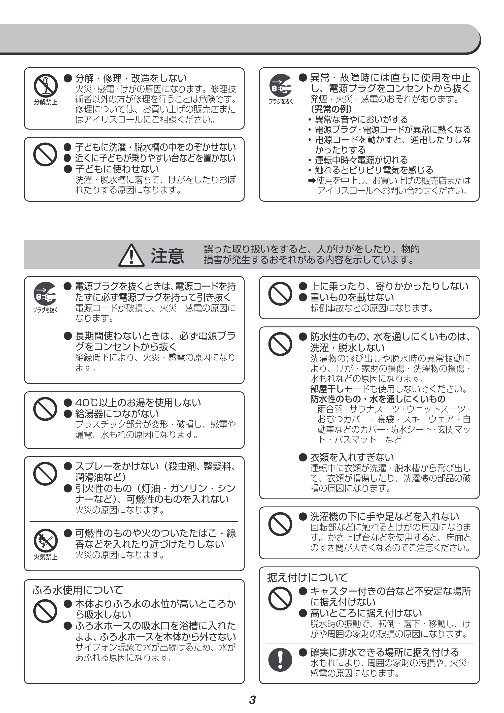 アイリスオーヤマ KAW-100B 取扱説明書 — 原本ページ — 3ページ