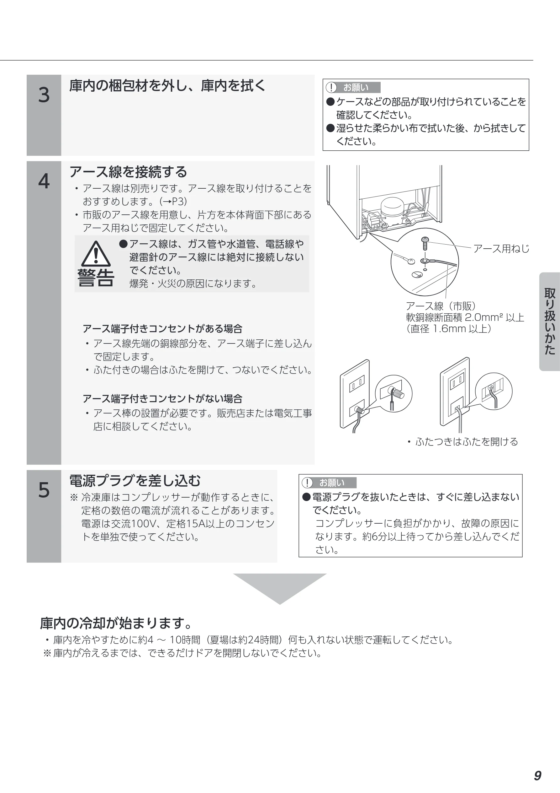 アイリスオーヤマ KUSD-9A 取扱説明書 — 4 アース線を接続する — 図版 9-1 — 9ページ