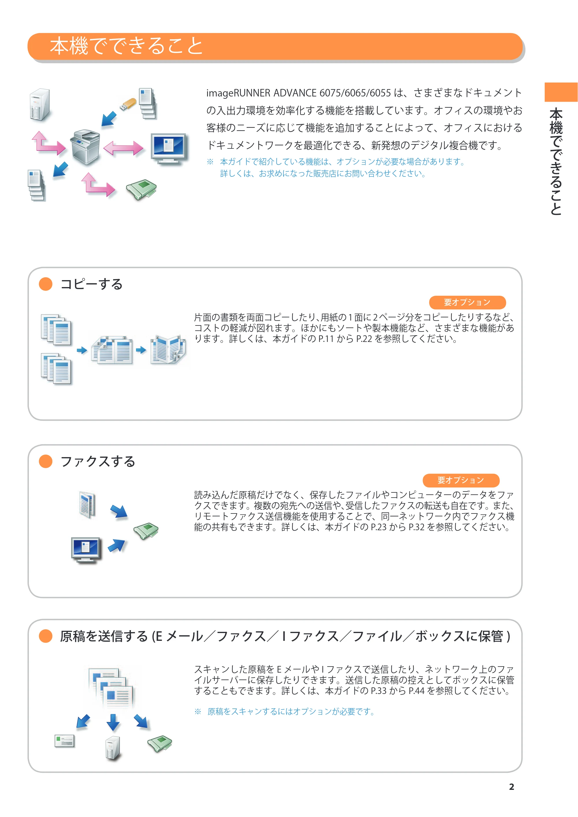 キヤノン imageRUNNER-ADVANCE 6075/6065/6065-R/6055 こんなことができます 2010年11月15日更新 (PDF形式/10.62Mバイト) — 本機でできること — 原本ページ — 3ページ