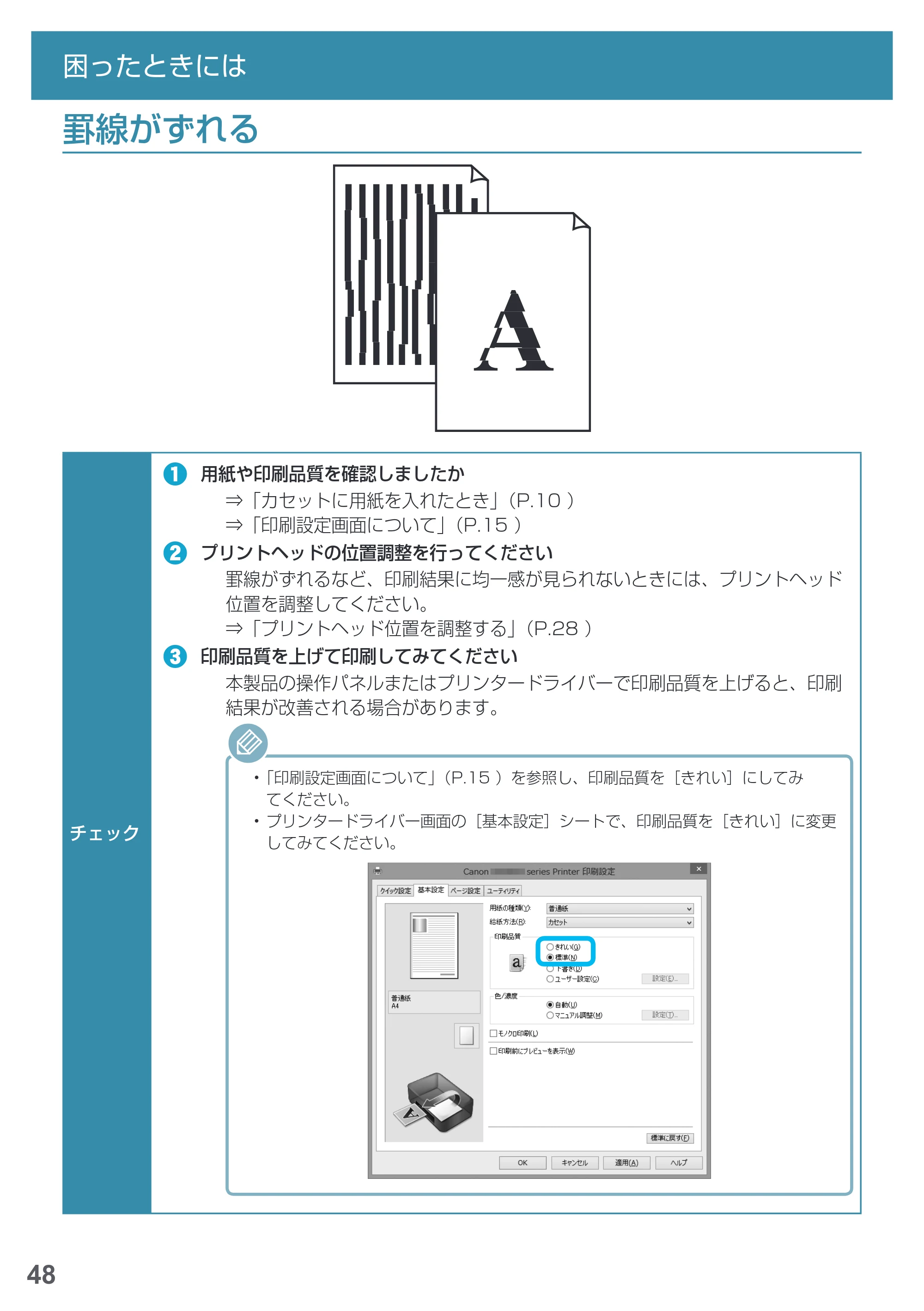 キヤノン PIXUS MG5730 基本操作マニュアル（PDF：3.66MB） — 罫線がずれる — 原本ページ — 50ページ