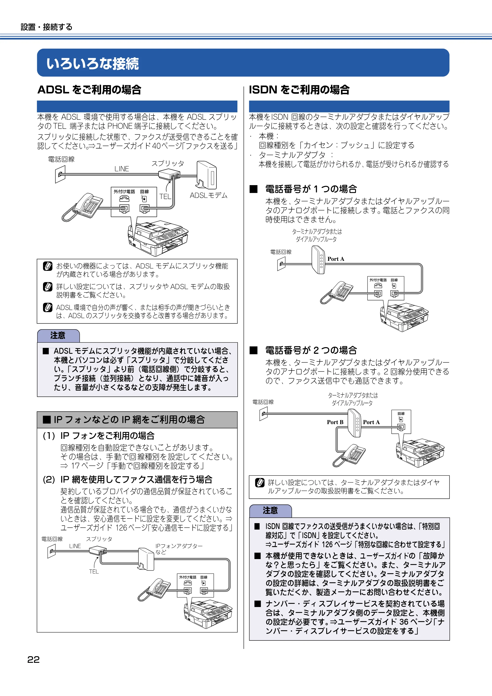ブラザー MFC-425CN かんたん設置ガイド — いろいろな接続 — 原本ページ — 23ページ