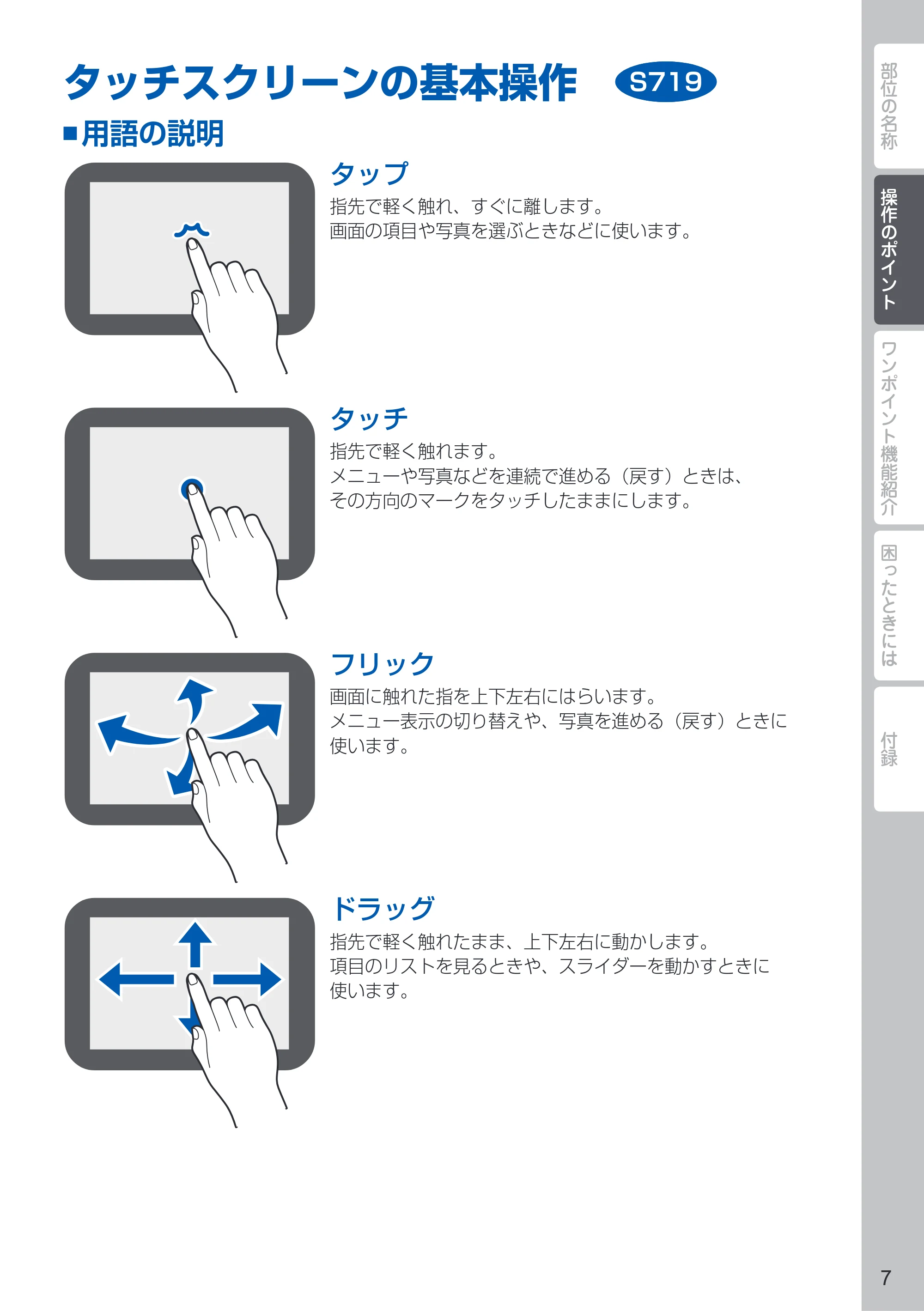 キヤノン PIXUS MG7130 PIXUS 早わかり(PDF:5.88MB) — タッチスクリーンの基本操作 — 原本ページ — 9ページ