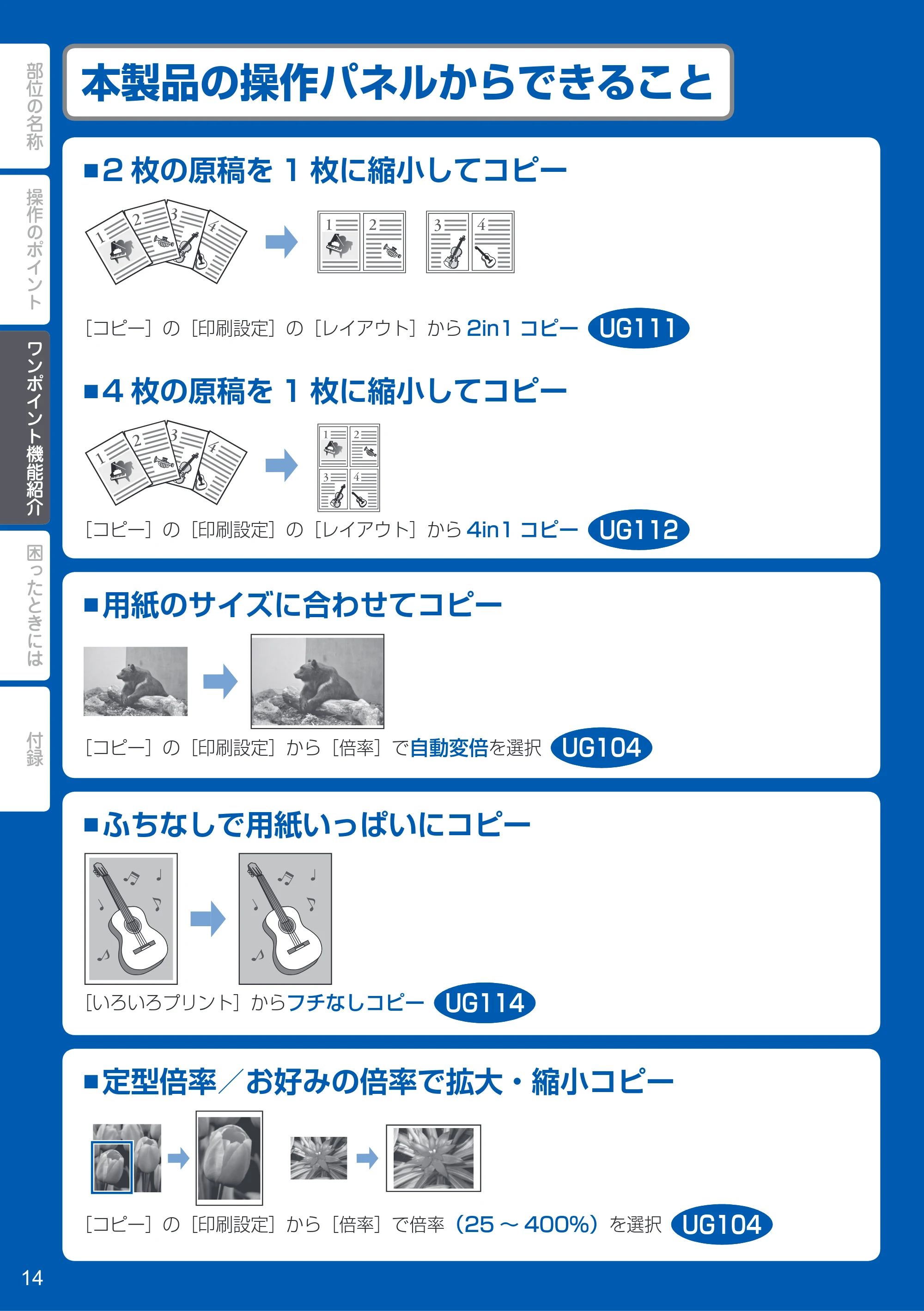 キヤノン PIXUS MG7130 PIXUS 早わかり(PDF:5.88MB) — 本製品の操作パネルからできること — 原本ページ — 16ページ