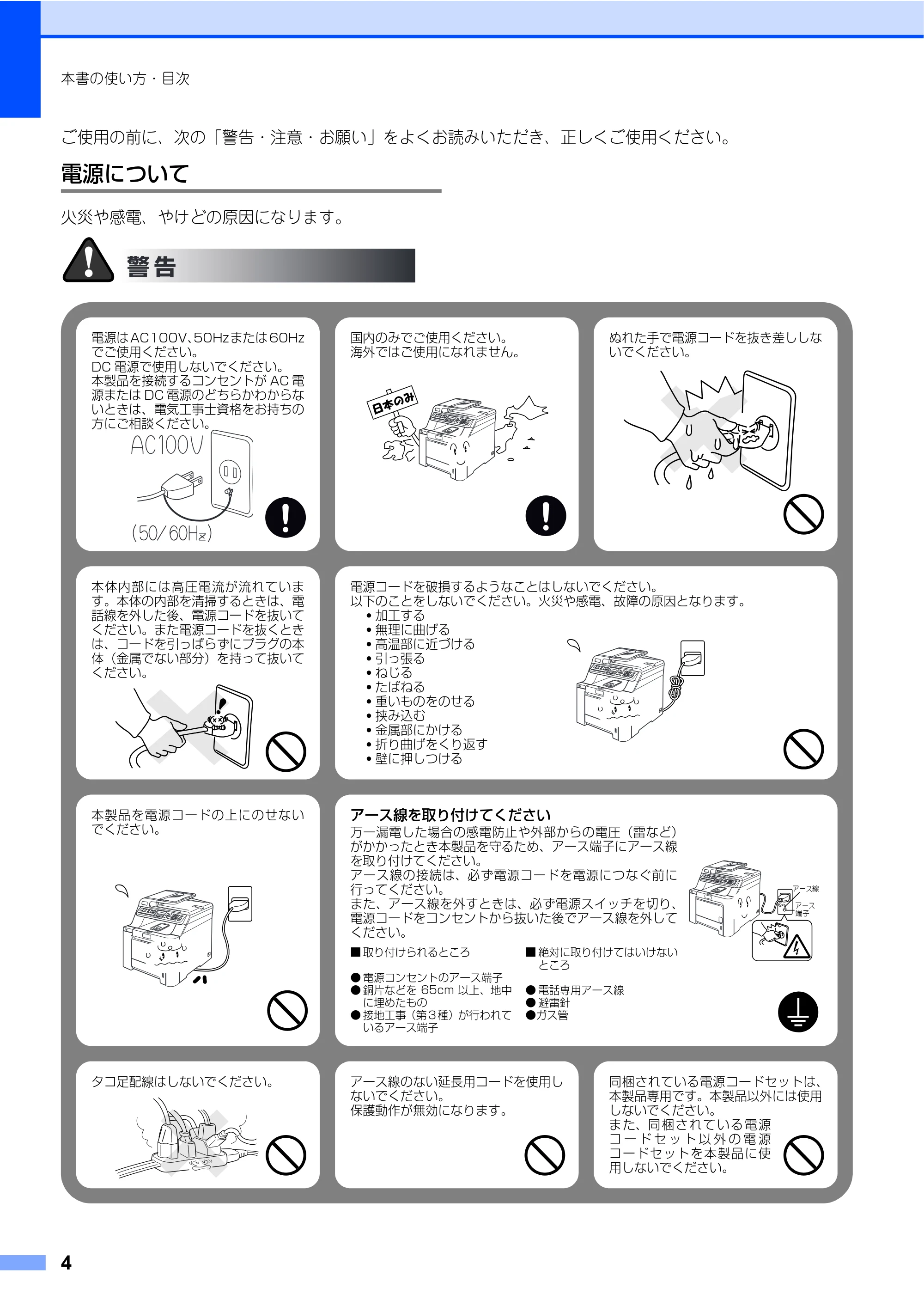 ブラザー MFC-9440CN 取扱説明書(本体) — 原本ページ — 4ページ