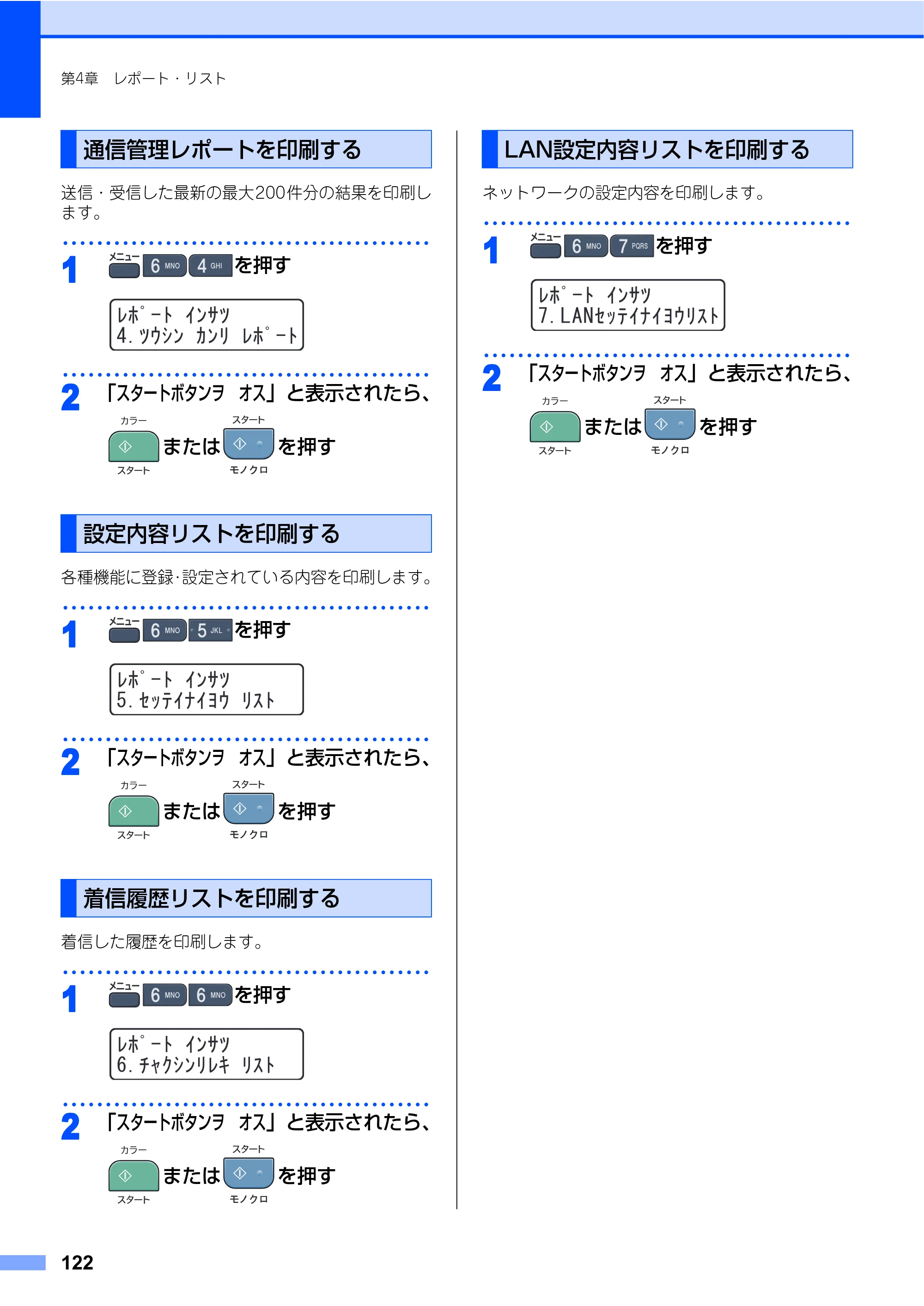 ブラザー MFC-9440CN 取扱説明書（本体） — 通信管理レポートを印刷する — 原本ページ — 122ページ