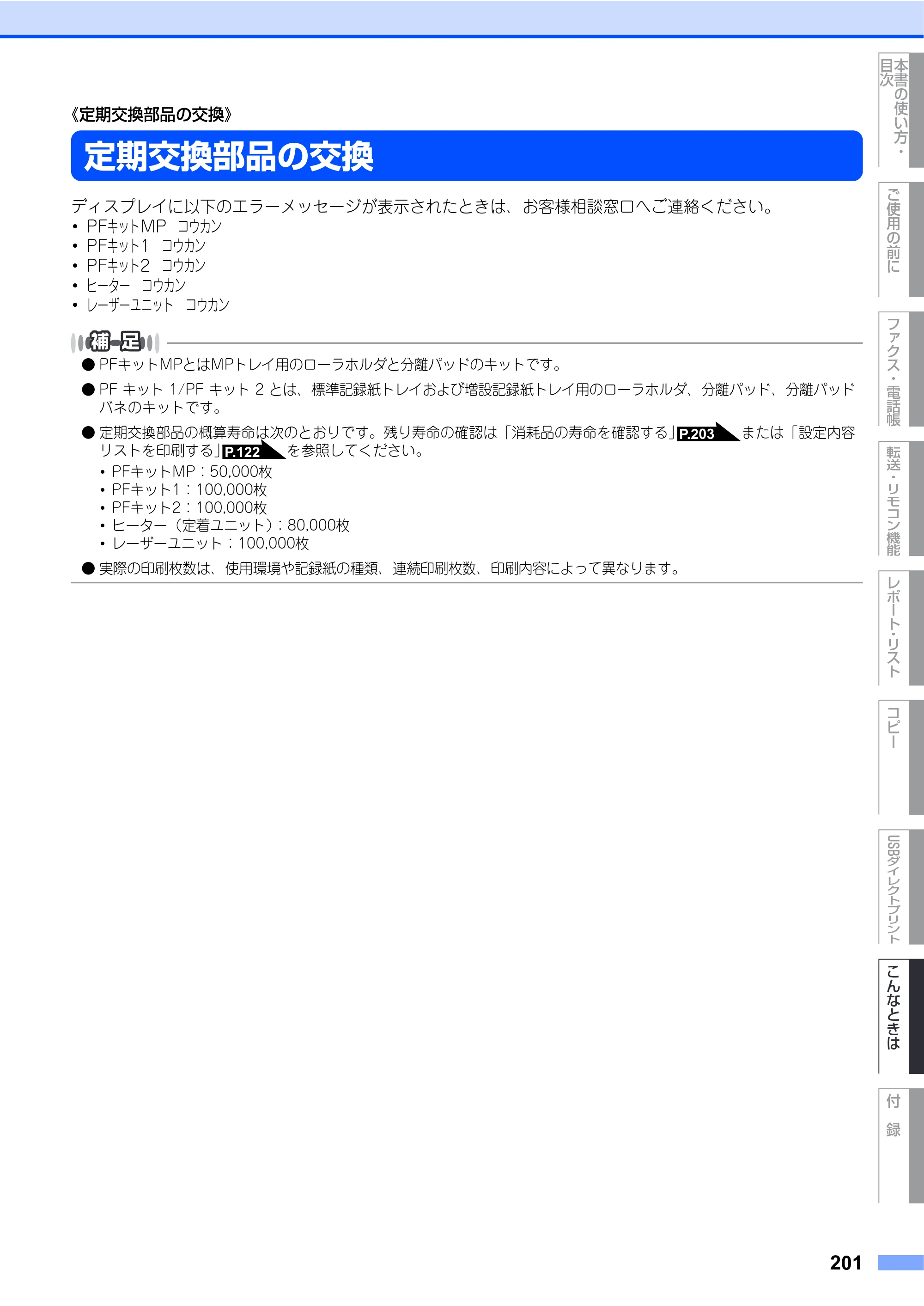 ブラザー MFC-9440CN 取扱説明書（本体） — 《定期交換部品の交換》 — 原本ページ — 201ページ