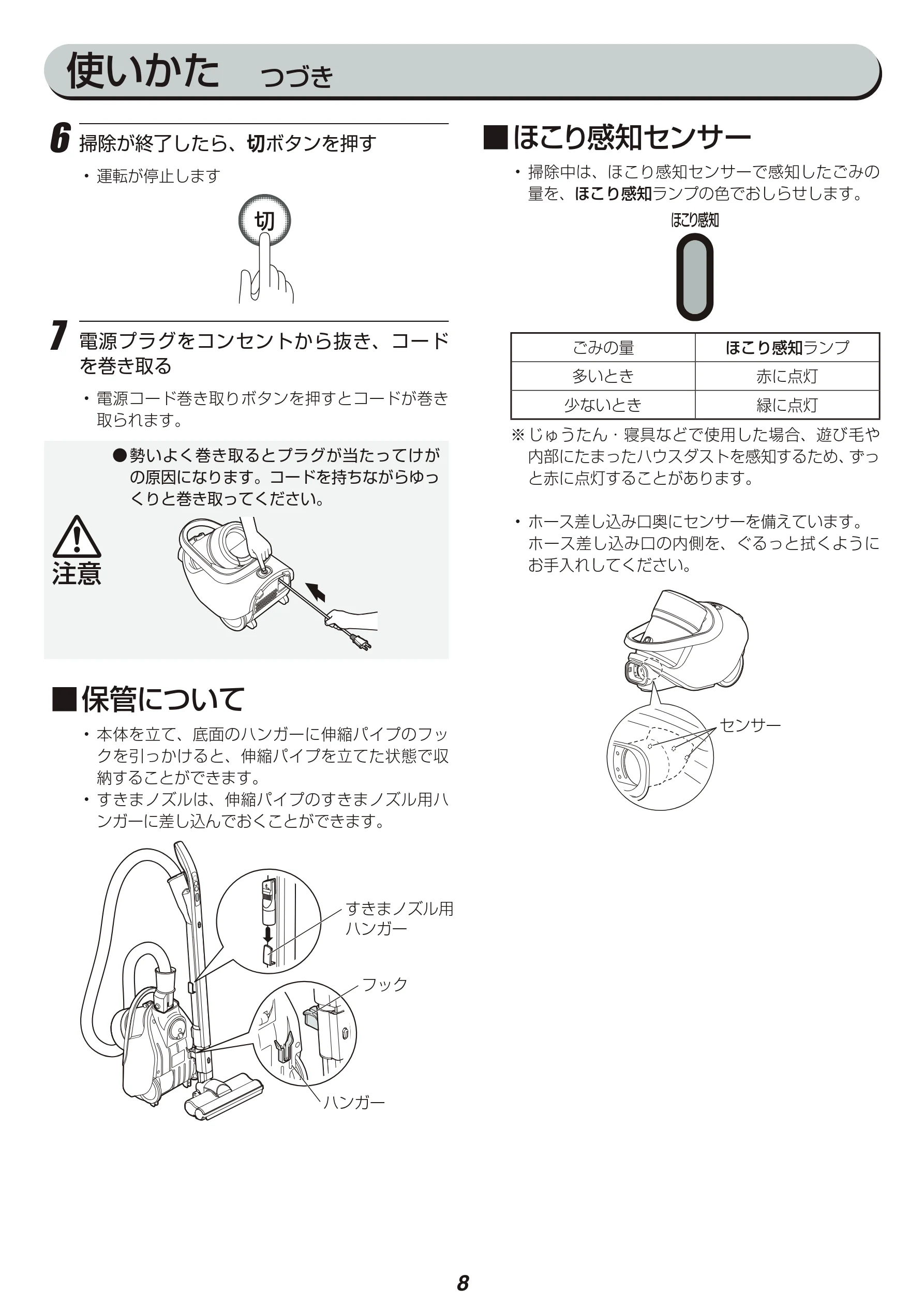 アイリスオーヤマ KIC-CTP1 取扱説明書 — 使いかた つづき — 図版 8-1 — 8ページ