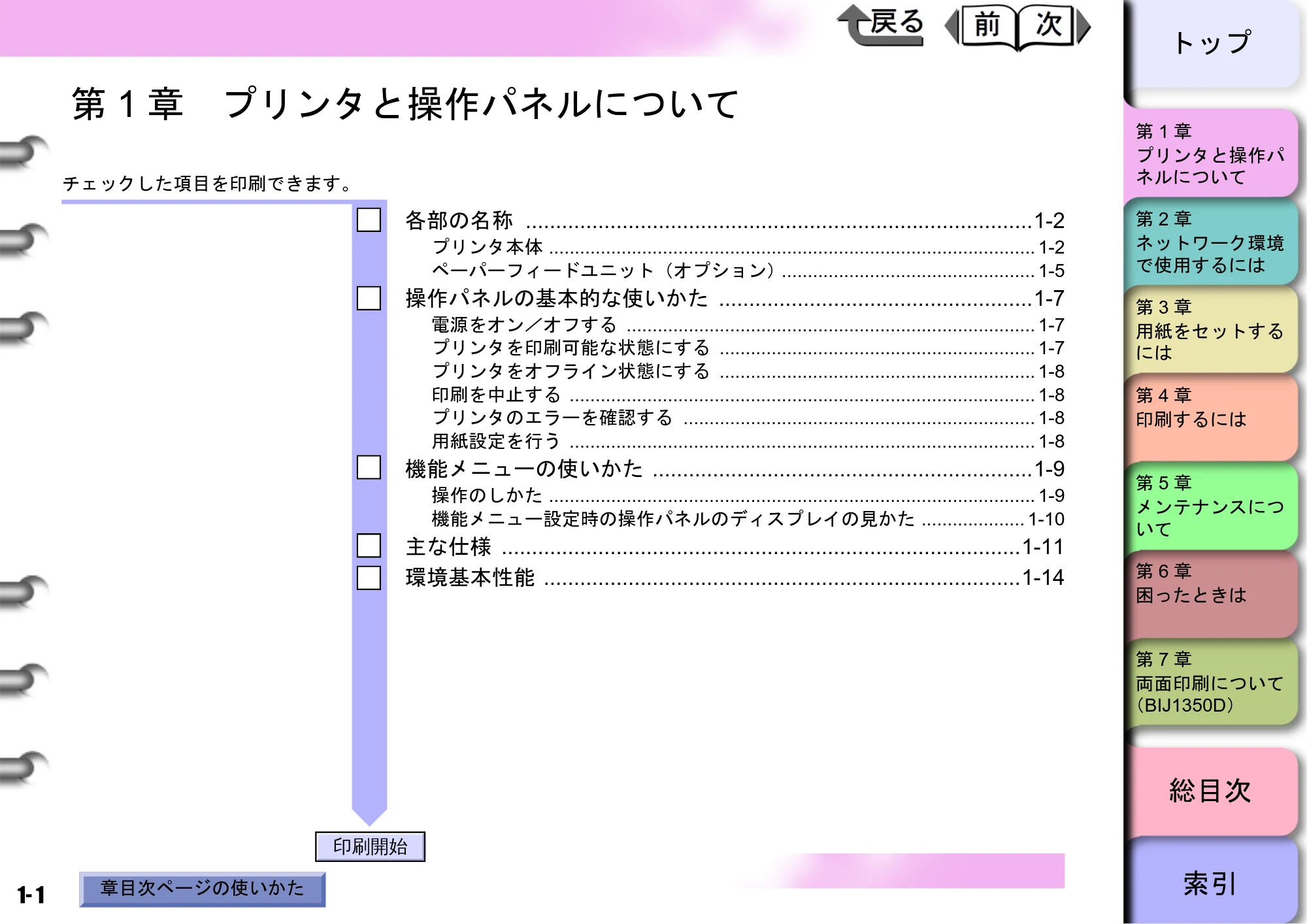 キヤノン BIJ2350/BIJ1350/BIJ1350D ユーザーズガイド（GARO編） （PDF形式／15.75Mバイト） — 第1章 プリンタと操作パネルについて — 原本ページ — 4ページ