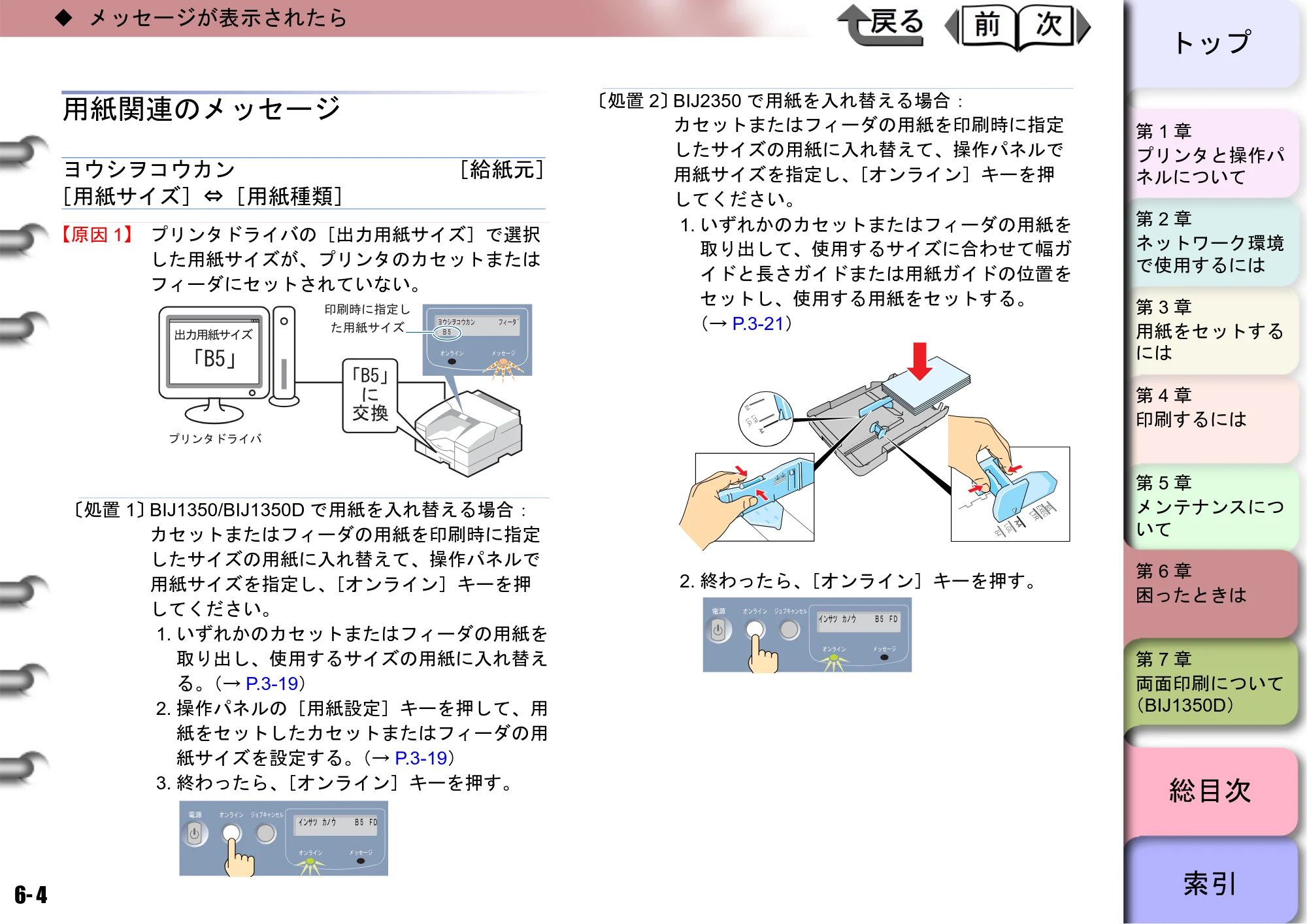 キヤノン BIJ2350/BIJ1350/BIJ1350D ユーザーズガイド（GARO編） （PDF形式／15.75Mバイト） — 用紙関連のメッセージ — 原本ページ — 144ページ