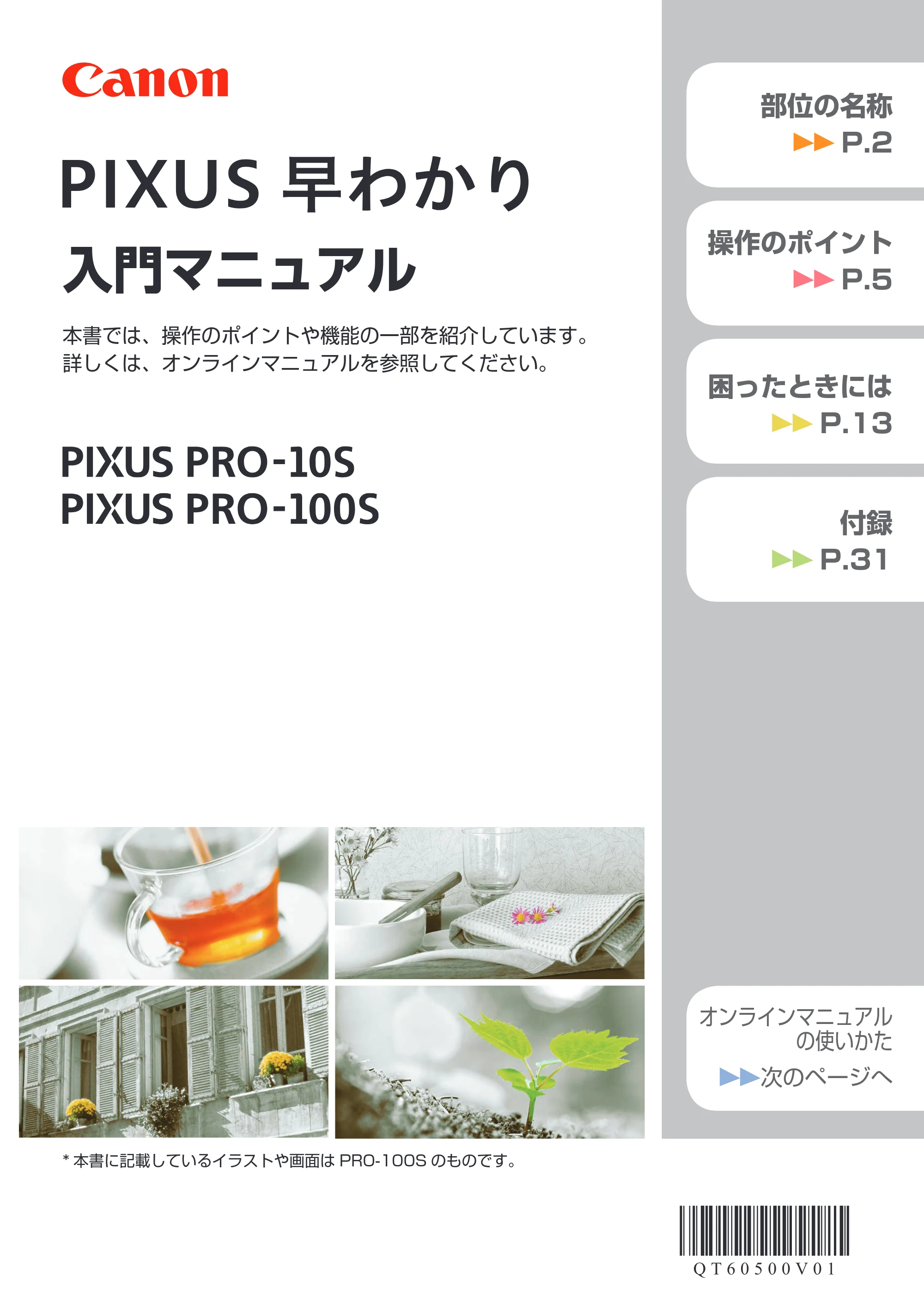 キヤノン PIXUS PRO-10S / PIXUS PRO-100S PIXUS早わかり（PDF：3.41MB） — 原本ページ — 1ページ