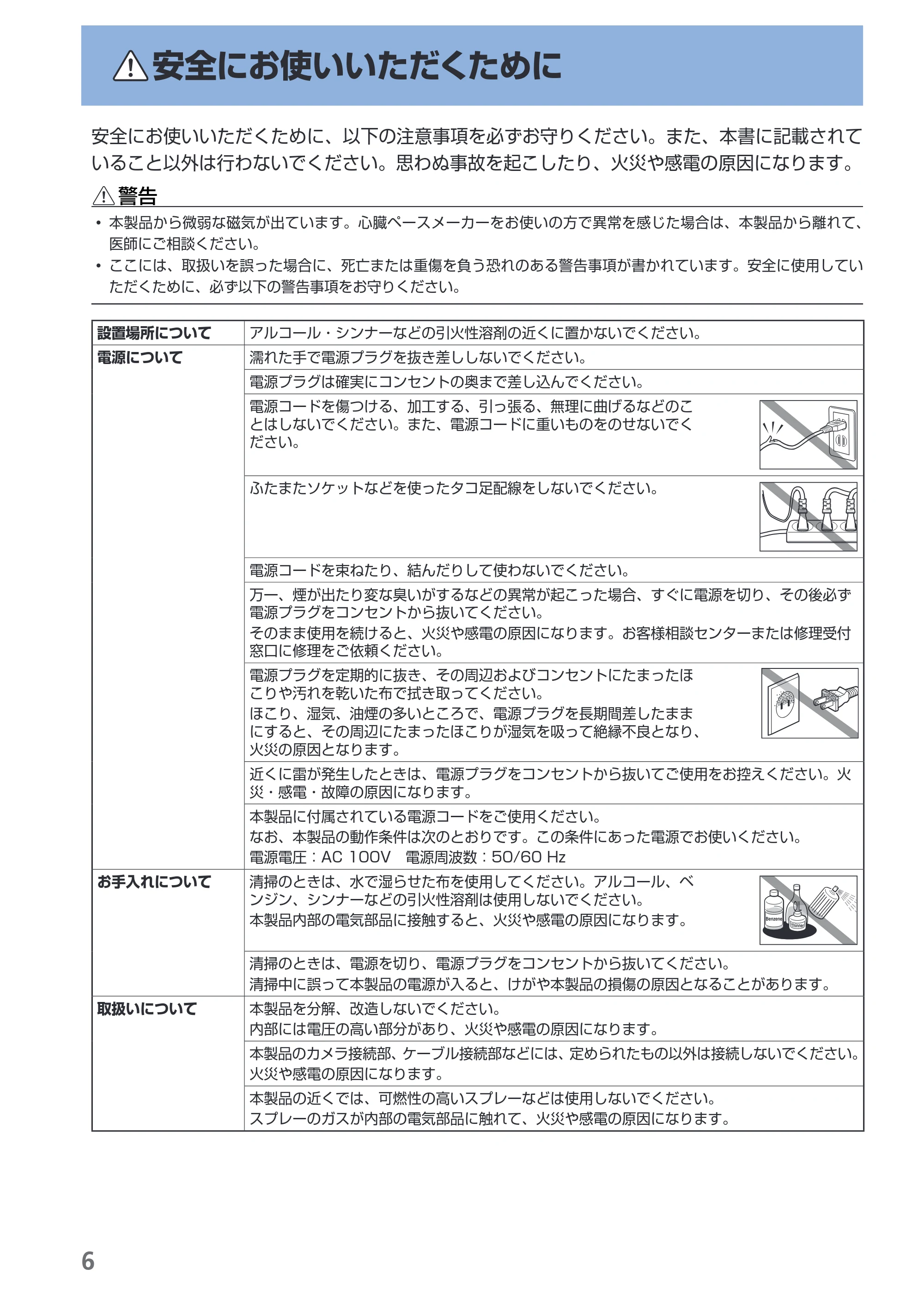 キヤノン PIXUS MX860 らくらく操作ガイド （PDF形式／23.79Mバイト） — 安全にお使いいただくために — 原本ページ — 8ページ