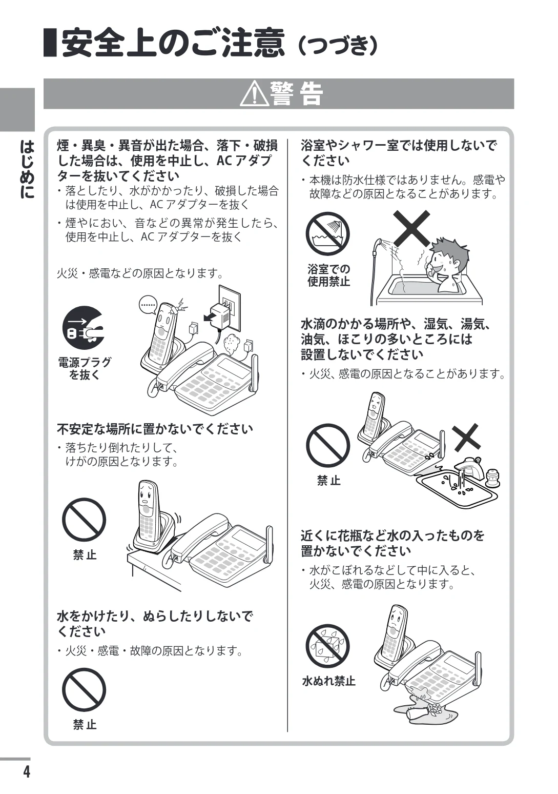 日立 HTE-311 取扱説明書 — 安全上のご注意(つづき) — 図版 4-1 — 4ページ