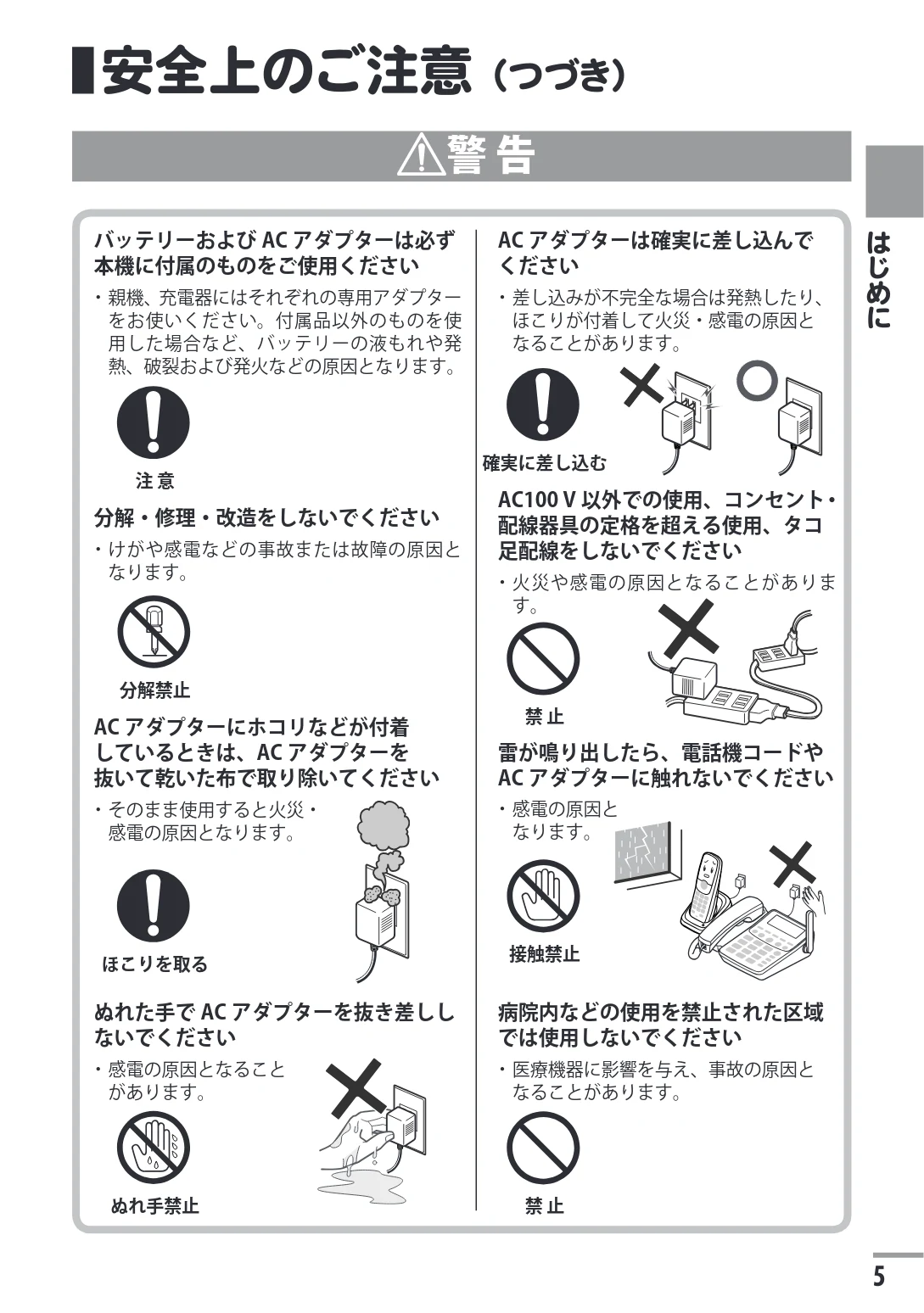 日立 HTE-311 取扱説明書 — 安全上のご注意(つづき) — 図版 5-1 — 5ページ