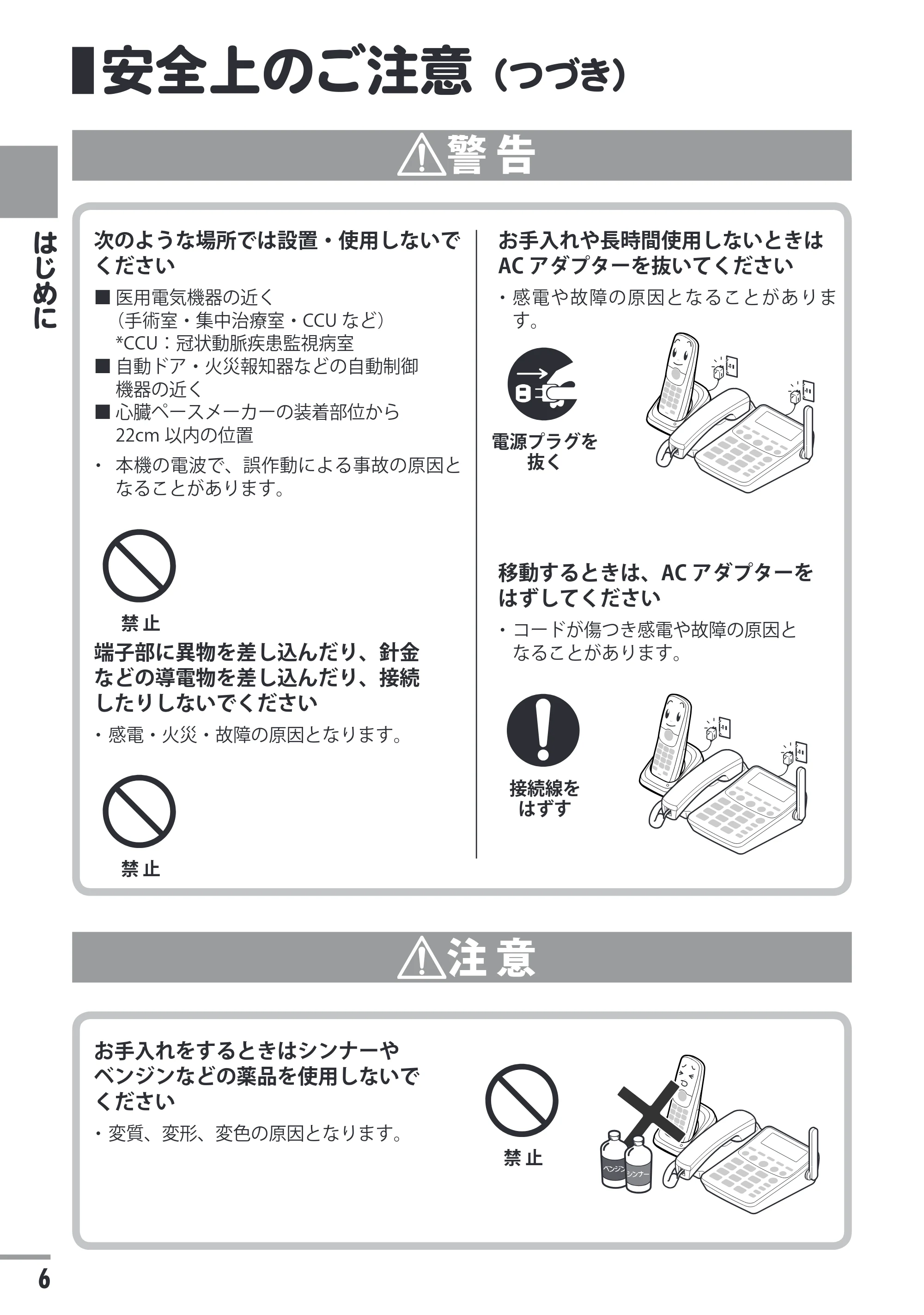 日立 HTE-311 取扱説明書 — 安全上のご注意(つづき) — 原本ページ — 6ページ