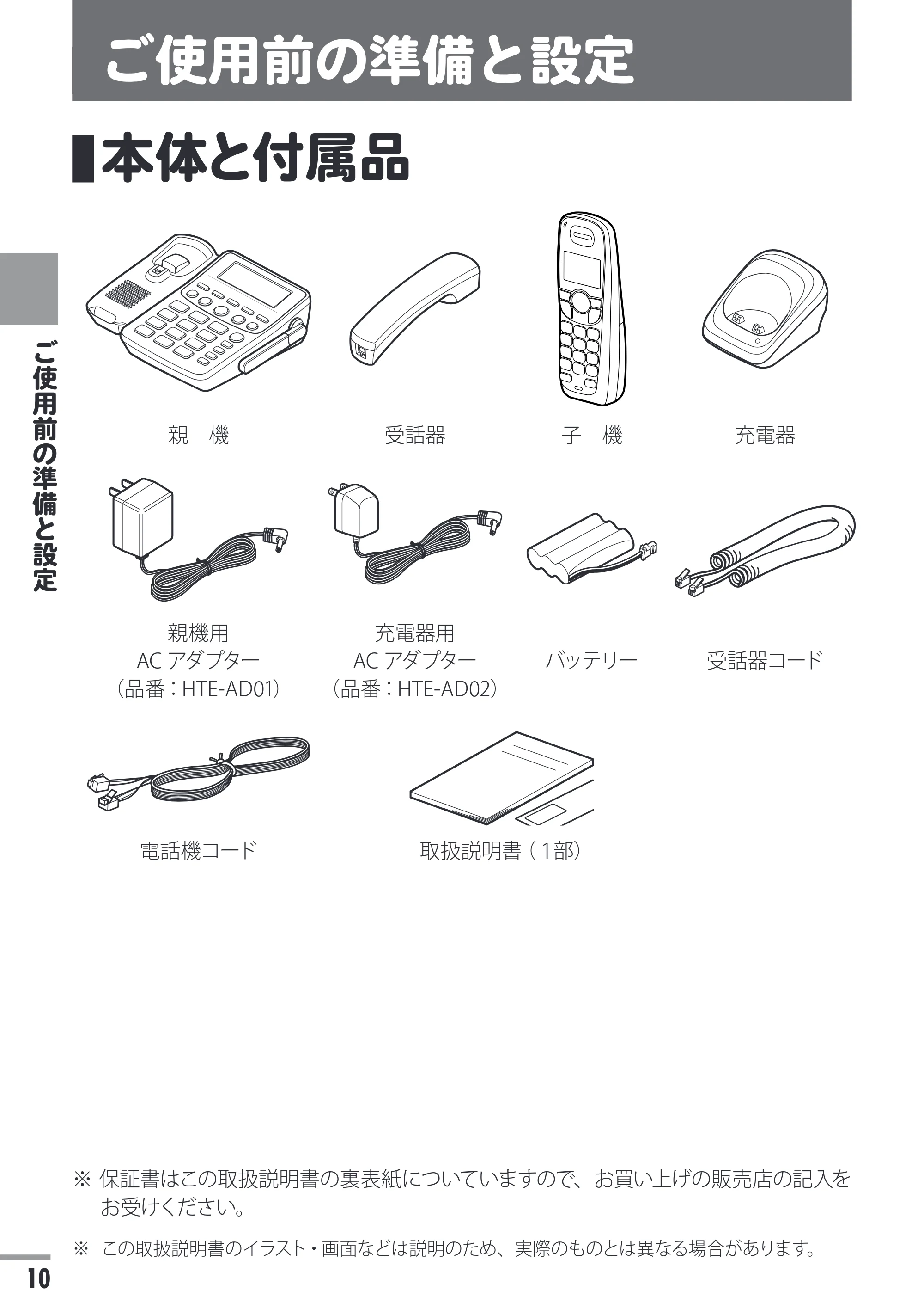 日立 HTE-311 取扱説明書 — ご使用前の準備と設定 — 原本ページ — 10ページ