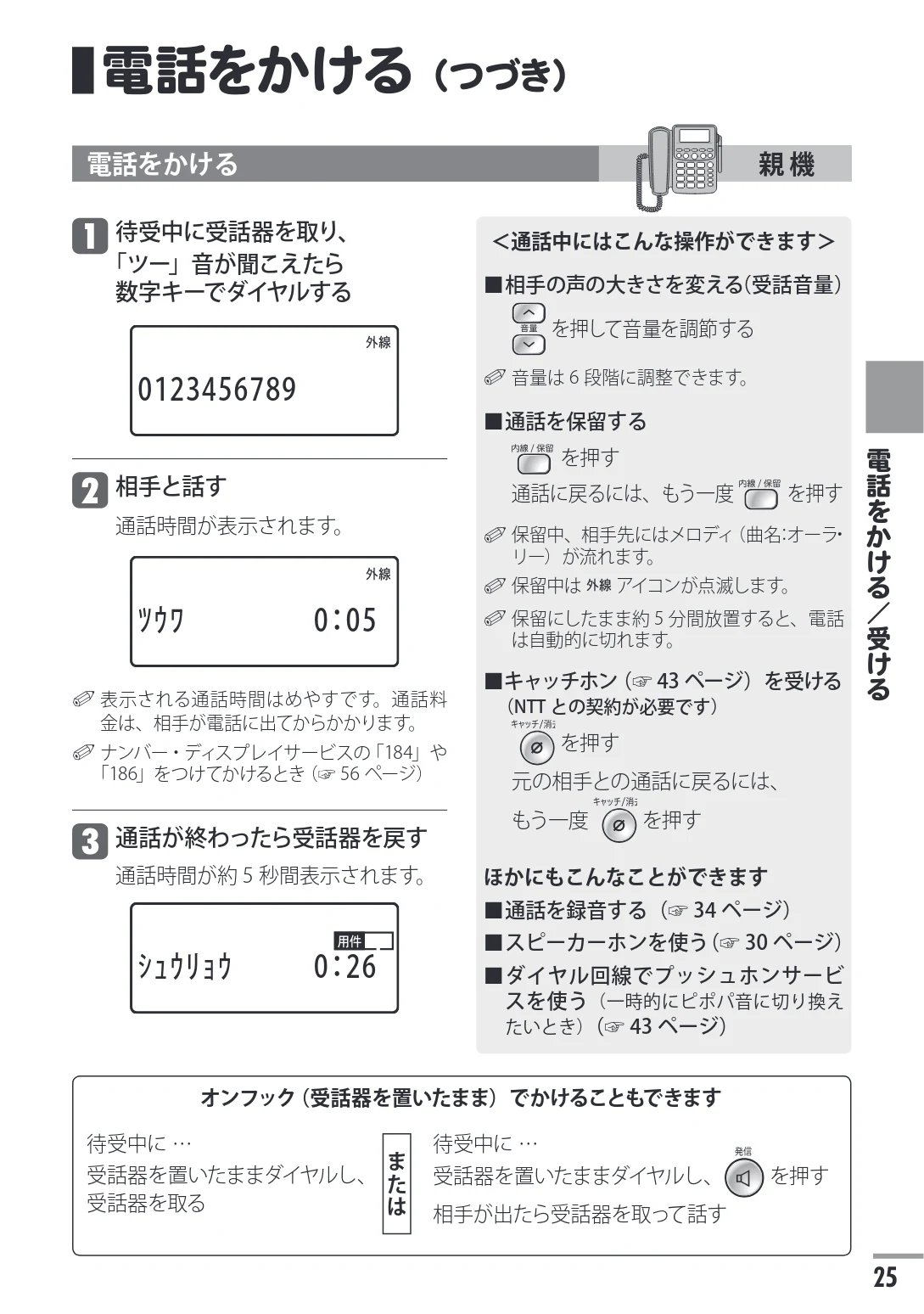 日立 HTE-311 取扱説明書 — 電話をかける(つづき) — 図版 25-1 — 25ページ