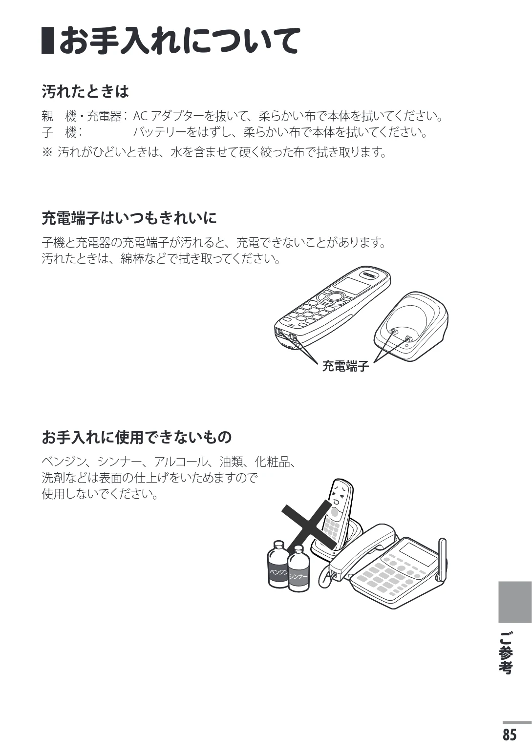 日立 HTE-311 取扱説明書 — お手入れについて — 図版 85-1 — 85ページ
