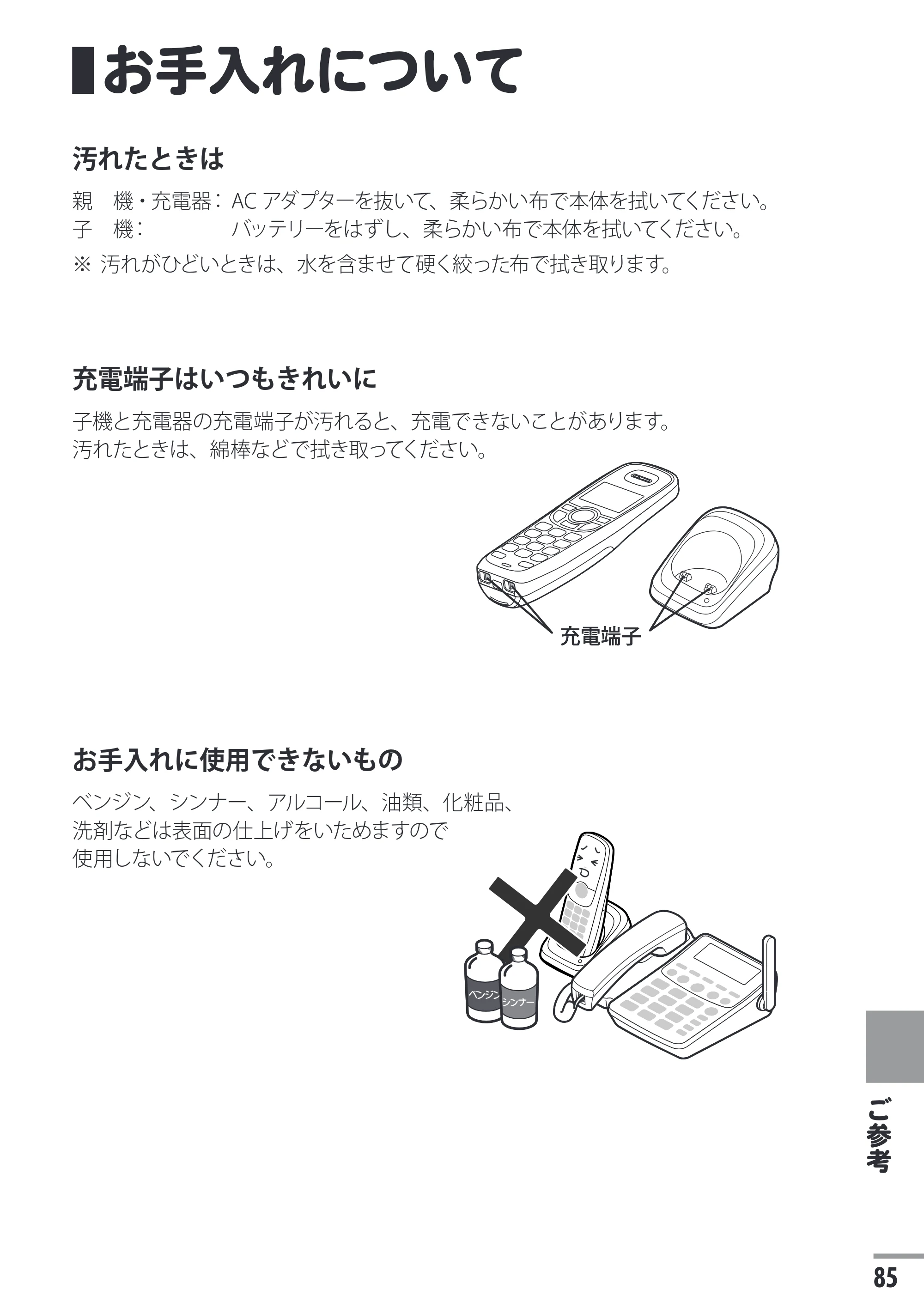 日立 HTE-311 取扱説明書 — お手入れについて — 原本ページ — 85ページ