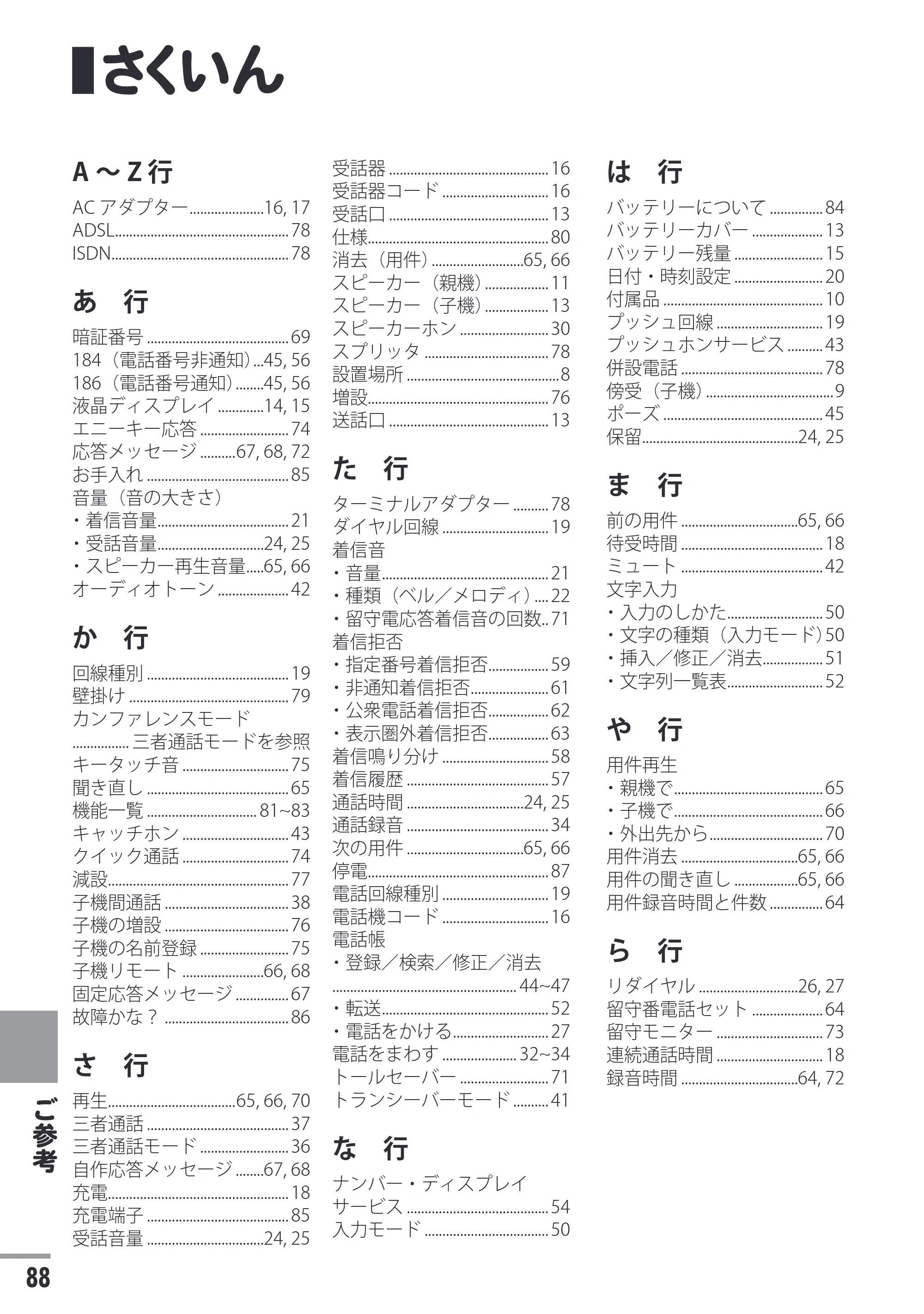 日立 HTE-311 取扱説明書 — さくいん — 原本ページ — 88ページ
