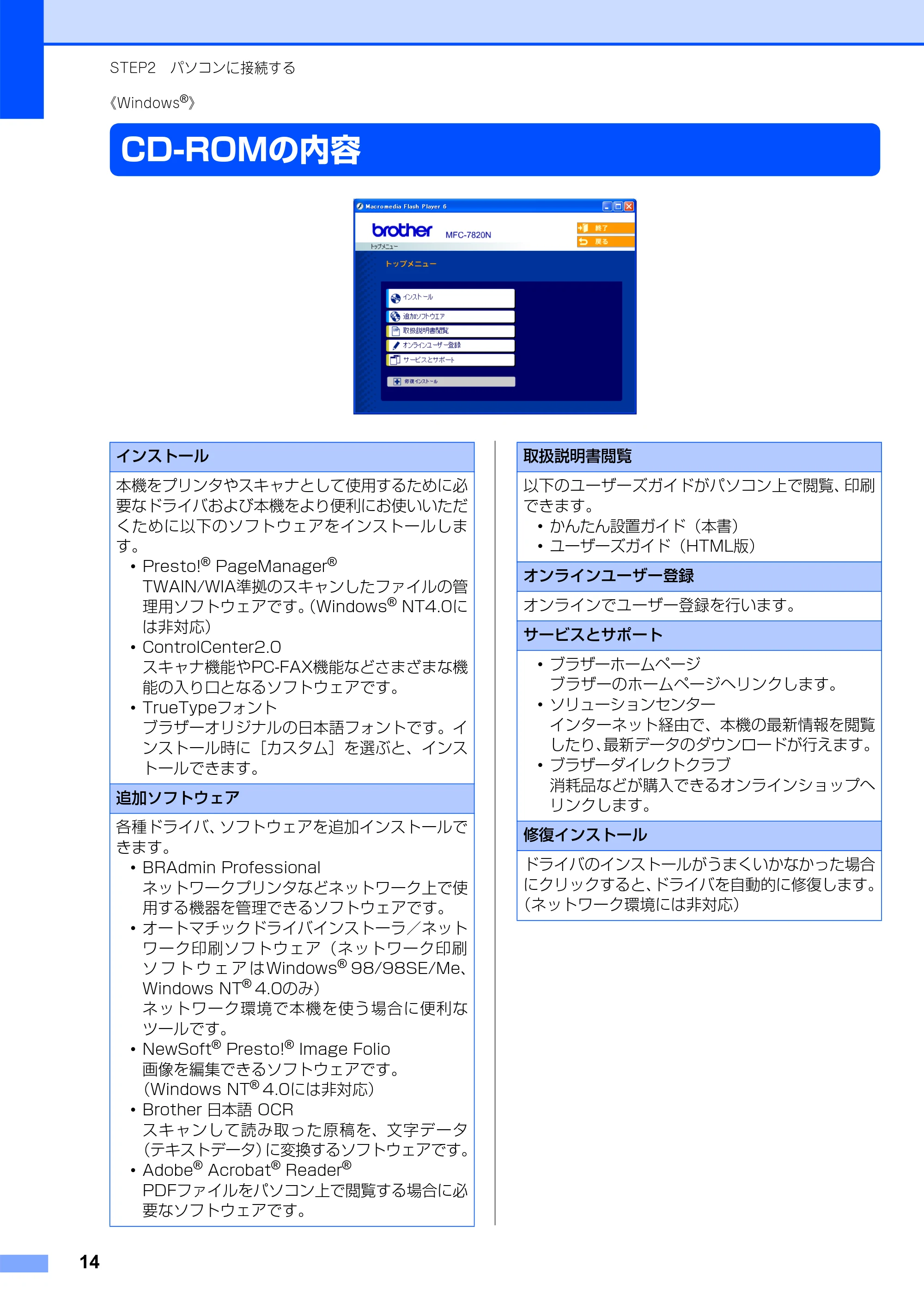 ブラザー MFC-7420 / MFC-7820N かんたん設置ガイド — 《Windows(R)》 — 原本ページ — 15ページ