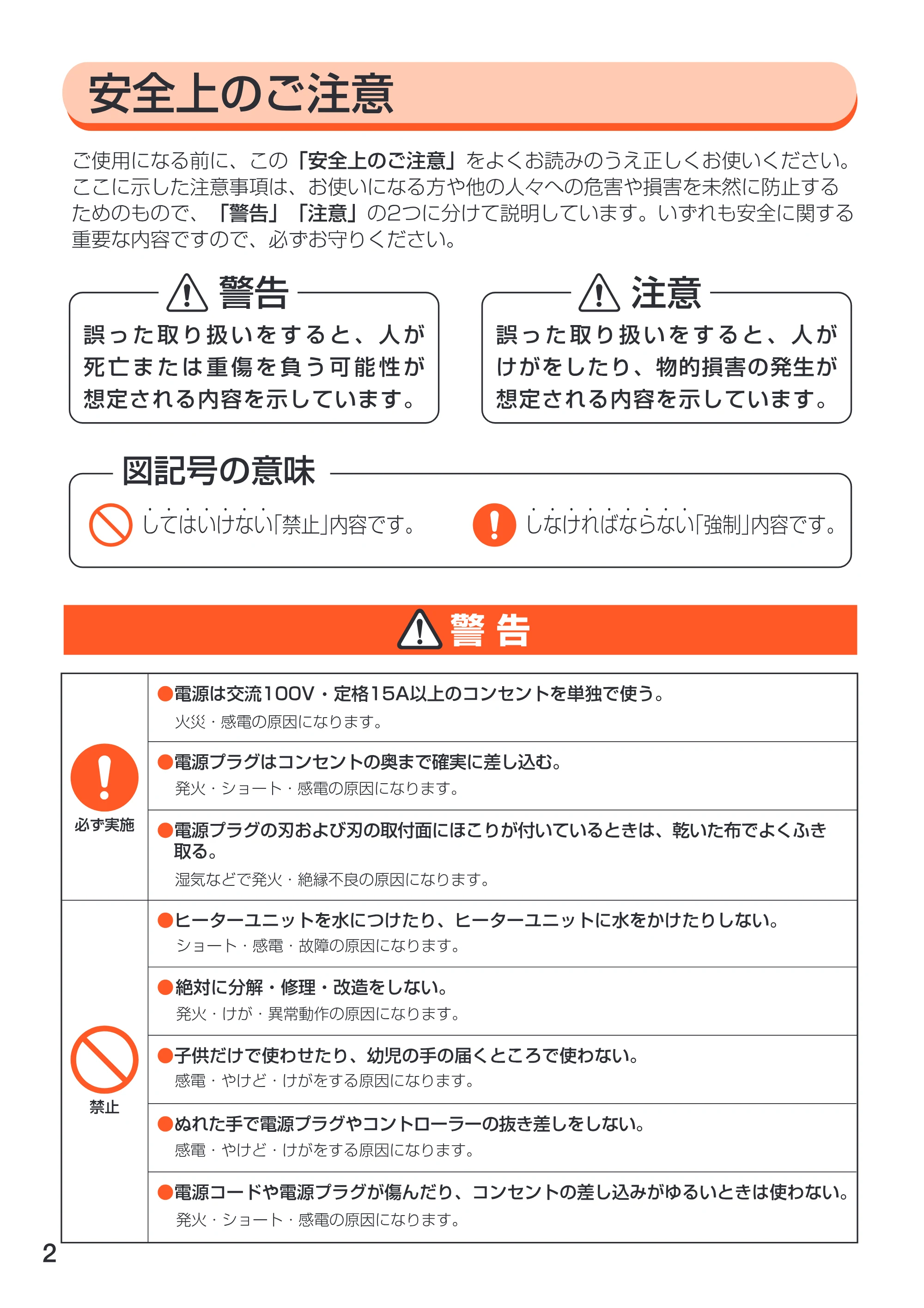 アイリスオーヤマ EHP-4330W 取扱説明書 — 原本ページ — 2ページ
