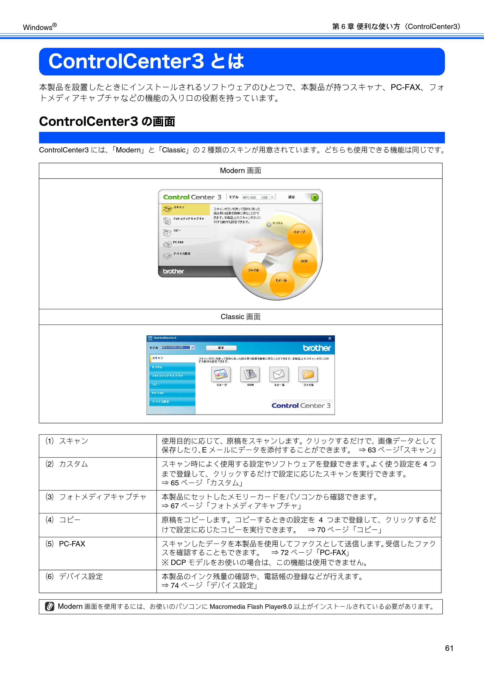ブラザー DCP-330C / DCP-750CN / DCP-750CNU ユーザーズガイド ～パソコン活用編～ — ControlCenter3とは — 原本ページ — 62ページ