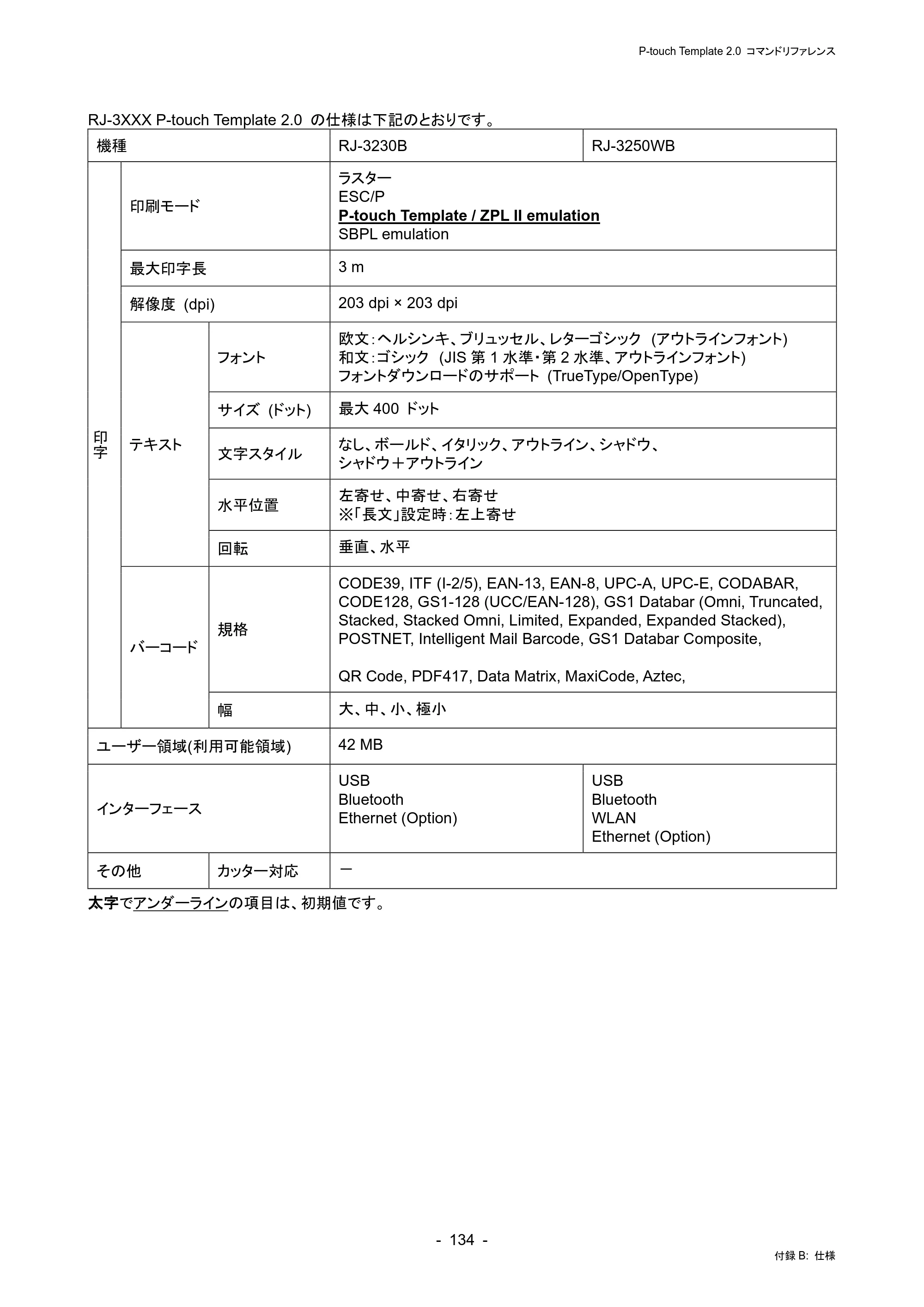 ブラザー RJ-4230B / RJ-4250WB / TD-2130N/ 2130NSA P-touch テンプレートマニュアル / コマンドリファレンス — 原本ページ — 138ページ