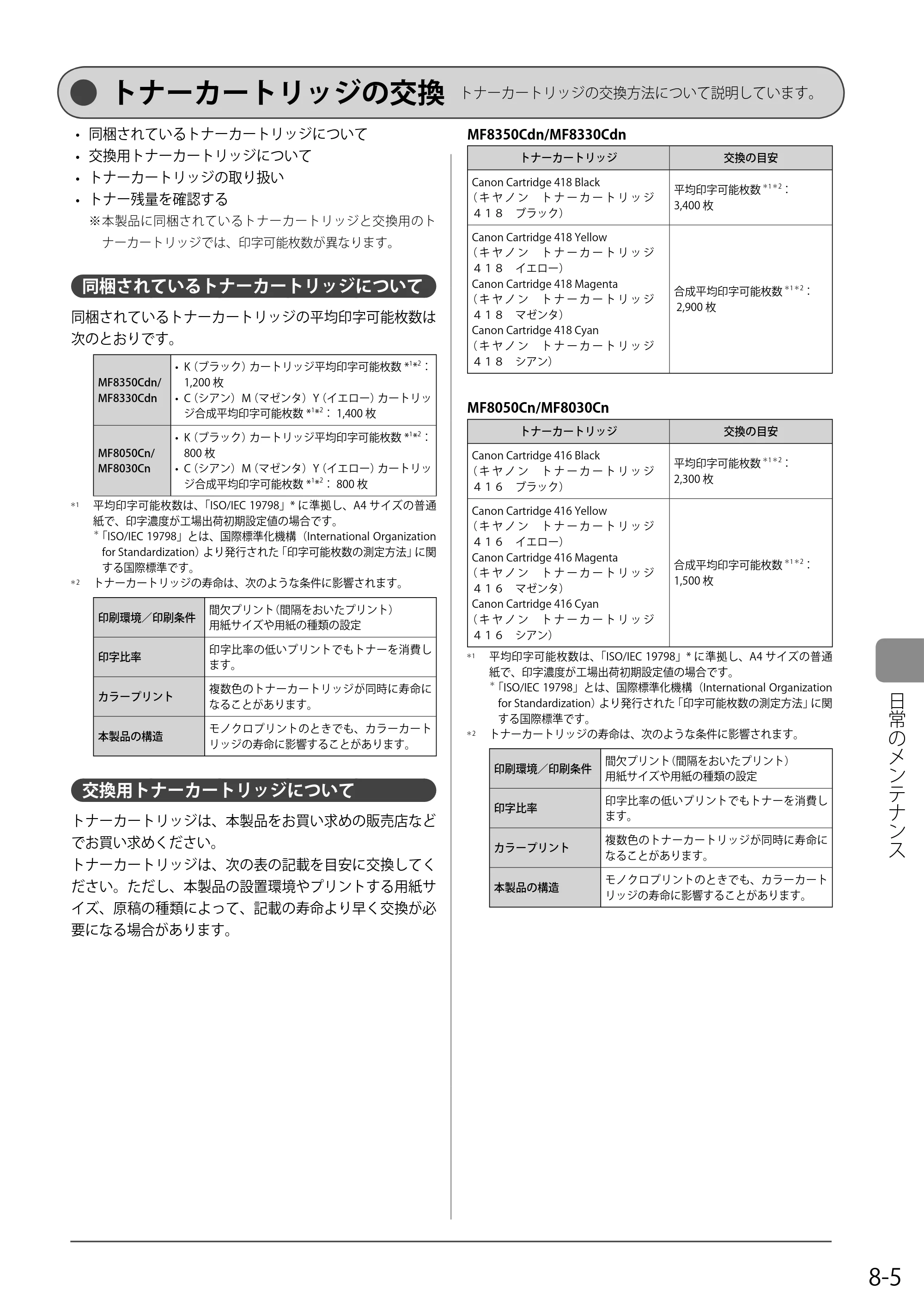 キヤノン MF8350Cdn/MF8330Cdn 基本操作ガイド 2011年2月1日更新 （PDF形式／16.32Mバイト） — トナーカートリッジの交換 — 原本ページ — 123ページ
